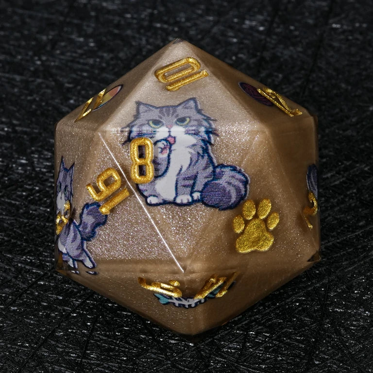 Kickstarter Dice — Maine Coon Cat Polyhedral DND Resin Dice Set