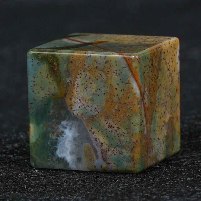 Custom Indian Agate D6 Dice | Personalized Engraved Text, Logo & Numbers