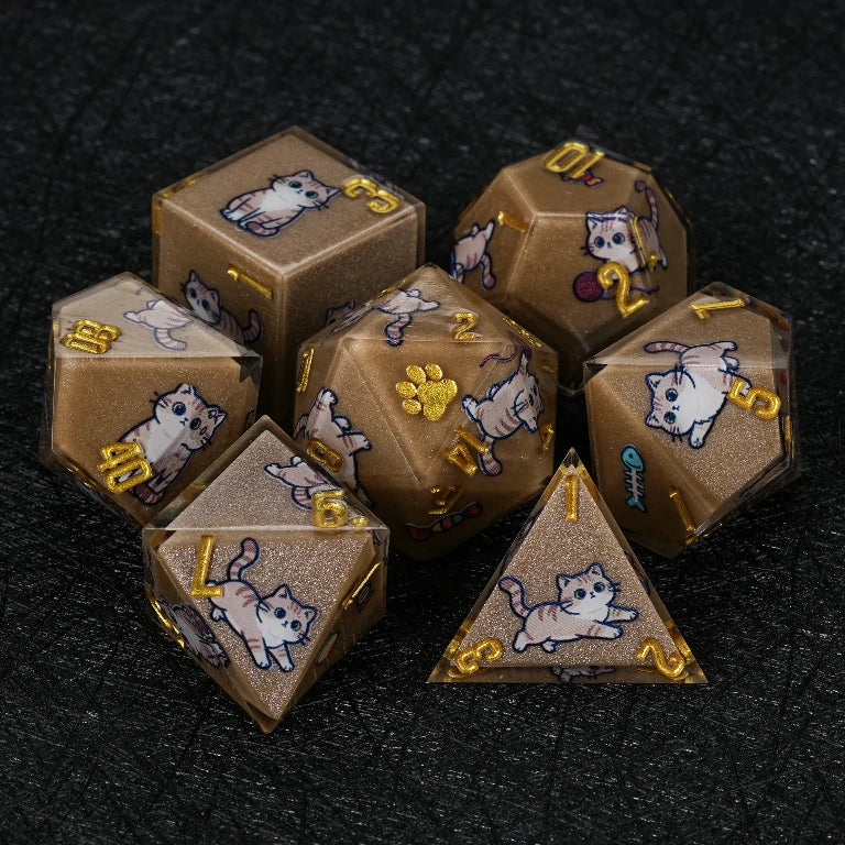 Kickstarter Dice — British Shorthair Polyhedral DND Resin Dice Set