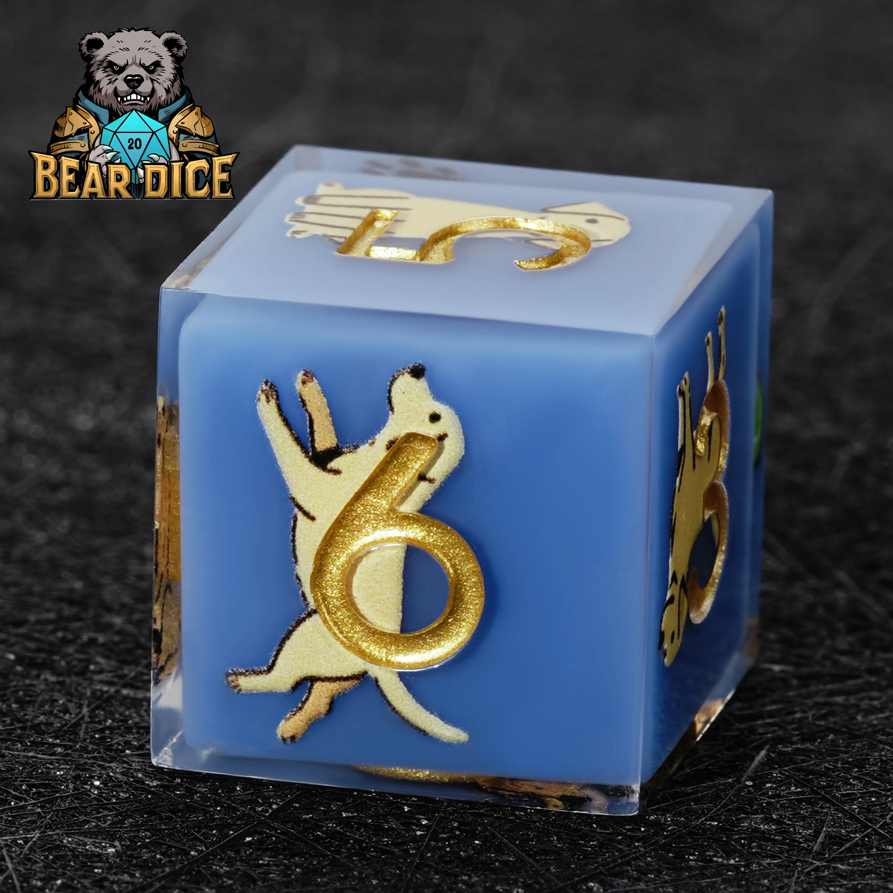 Labrador Blue Resin DND D6 Dice Set | Dog RPG Dice for D&D Tabletop Games