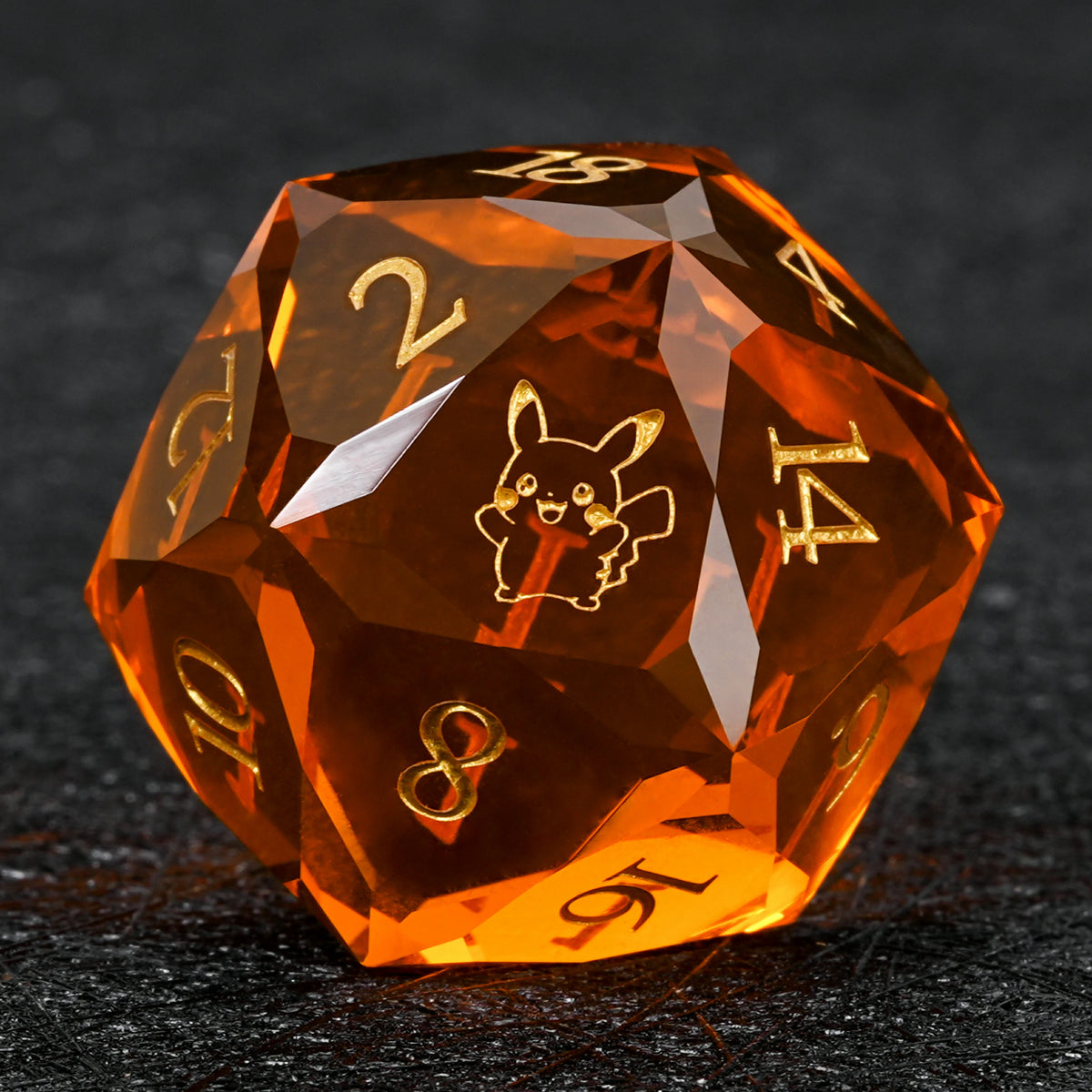 Pikachu Orange Glass DND Dice Set