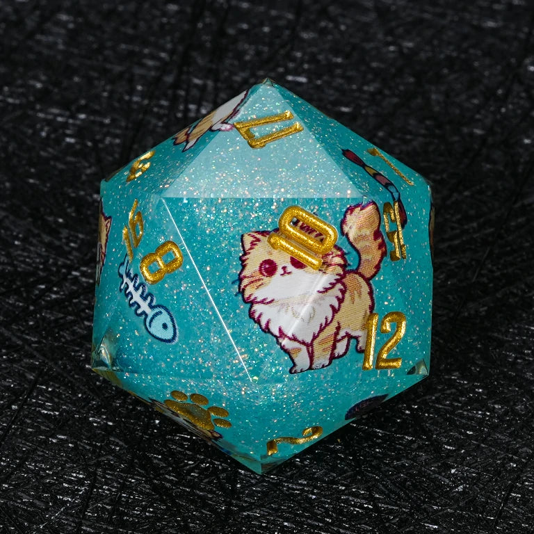 Kickstarter Dice — Cute Cat DND Resin Polyhedral Dice Set