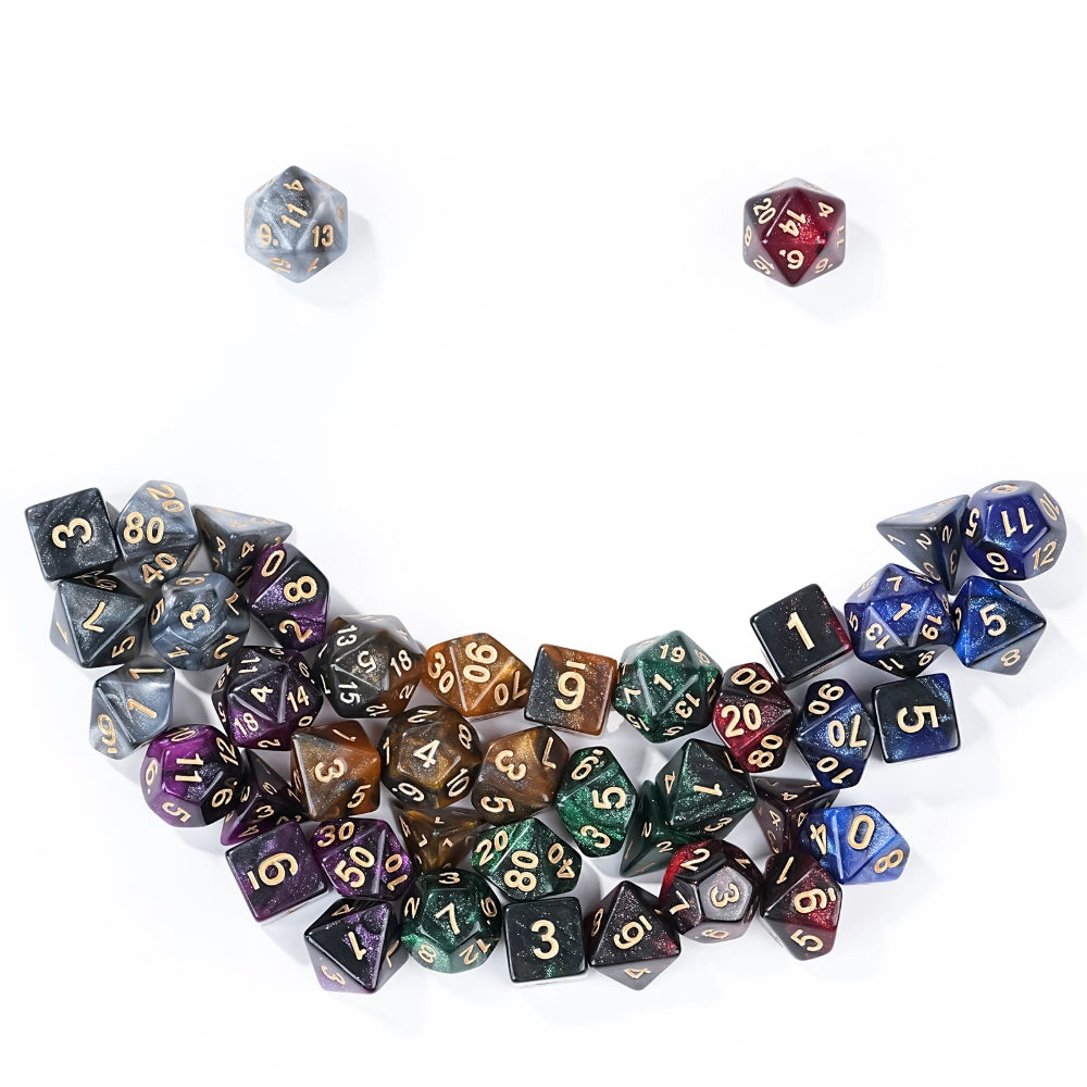 Acrylic Star Glitter Dice Set + Dice Tray