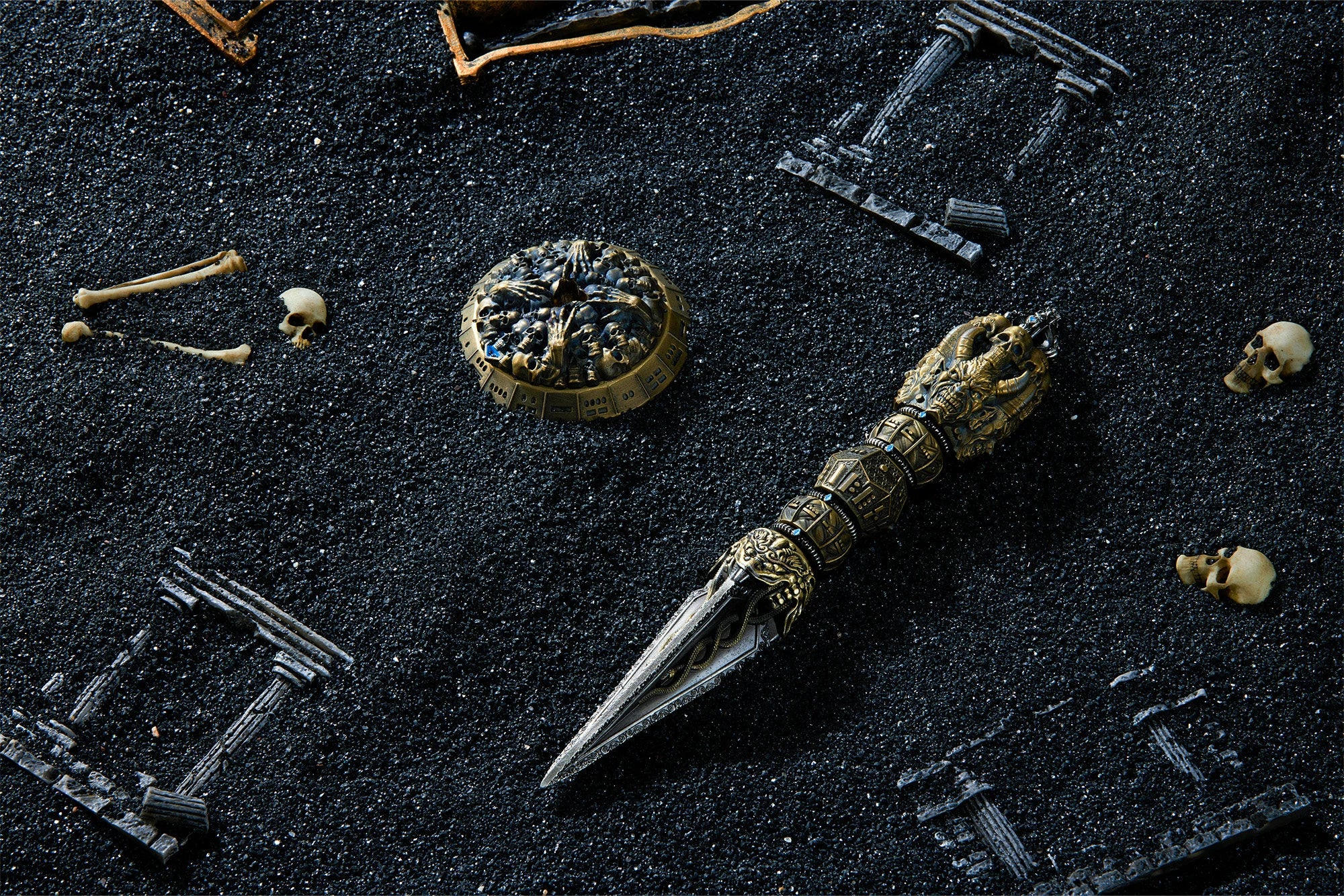 7-in-1 Demon-Slaying Staff Metal Spinner Dice | Premium Metal RPG Dice Set