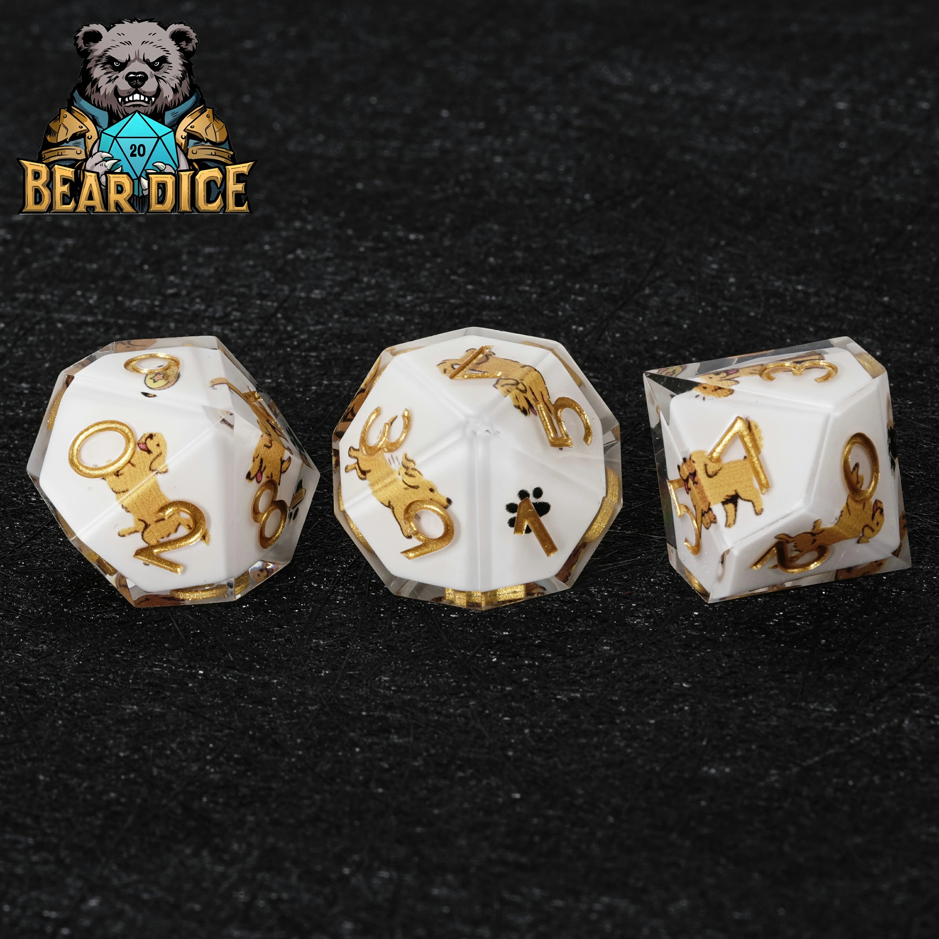 Golden Retriever White Resin DND D10 Dice | Handcrafted RPG Dice