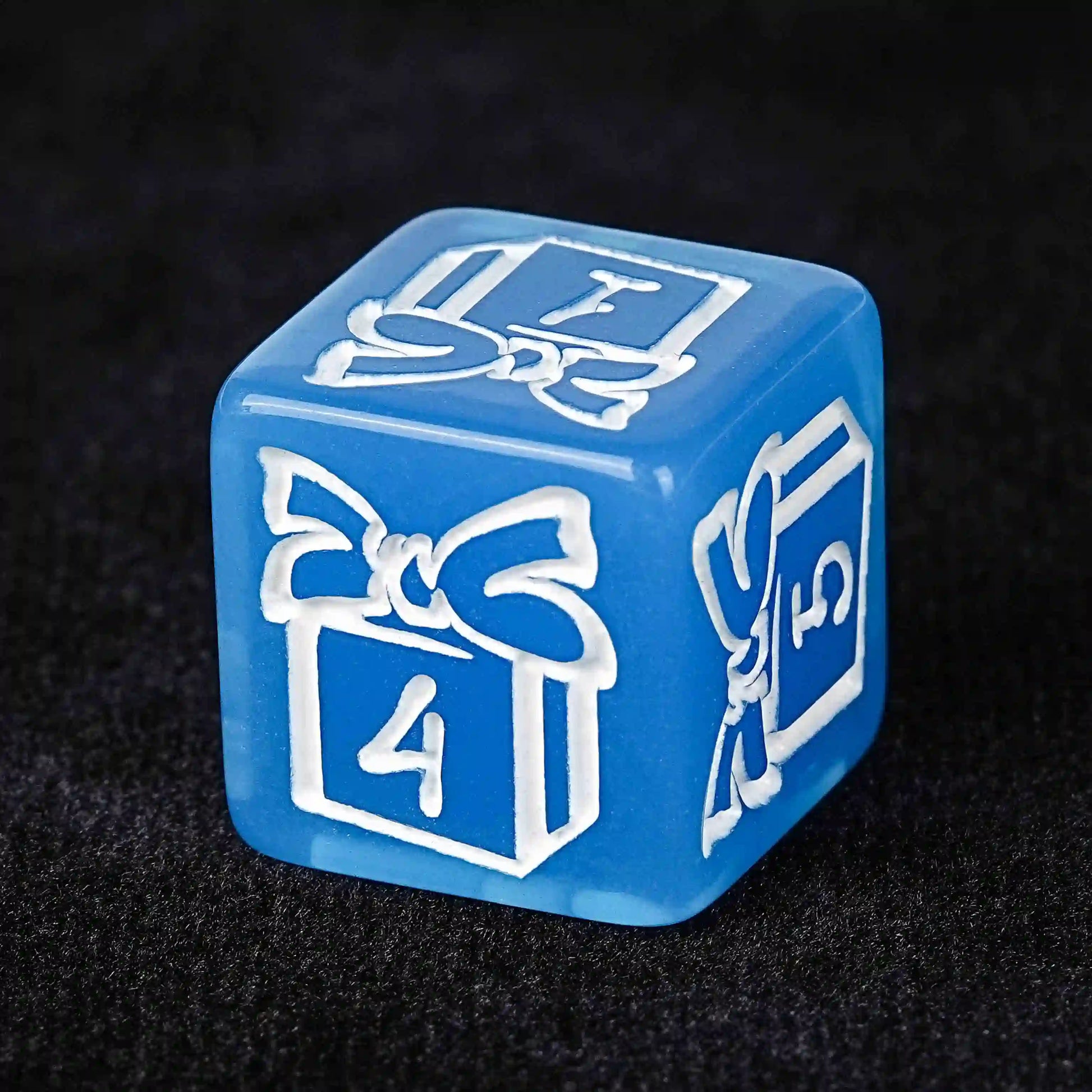 Blue Christmas Theme Acrylic DND D6 Dice + White Runes | Bear Dice