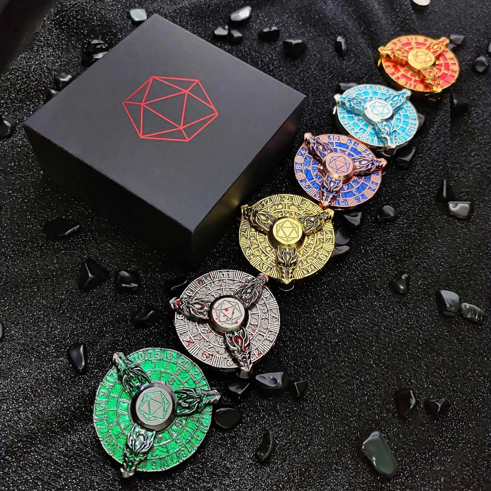 Unique Fidget Spinner Dice: Three Metal dragon heads Cool DND Spin Roulette Dice | Bear Dice
