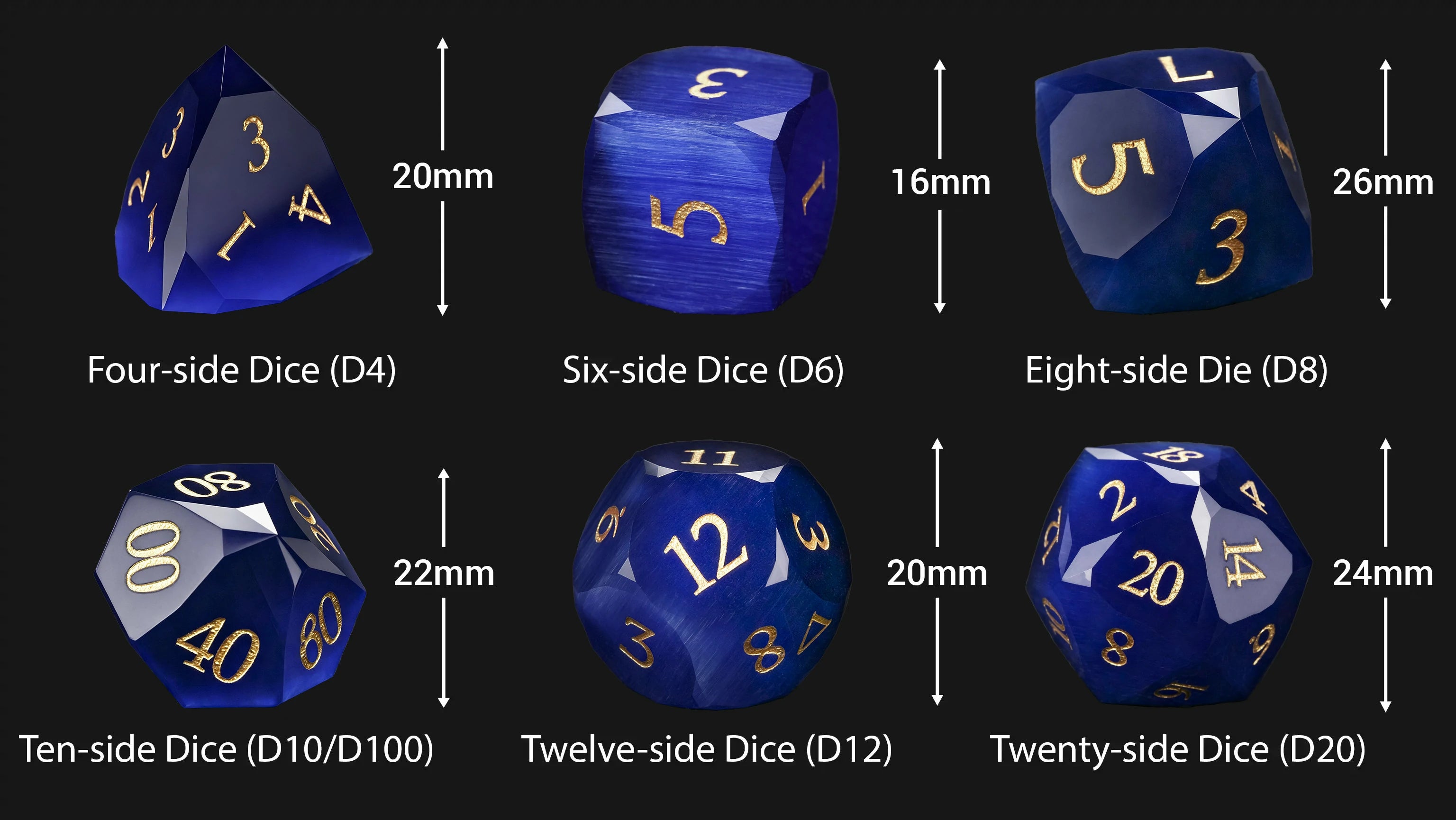 Custom Dice - Personalized DND Natural Gemstone Dice, Customizable Engraving of Fonts, Symbols, Logos