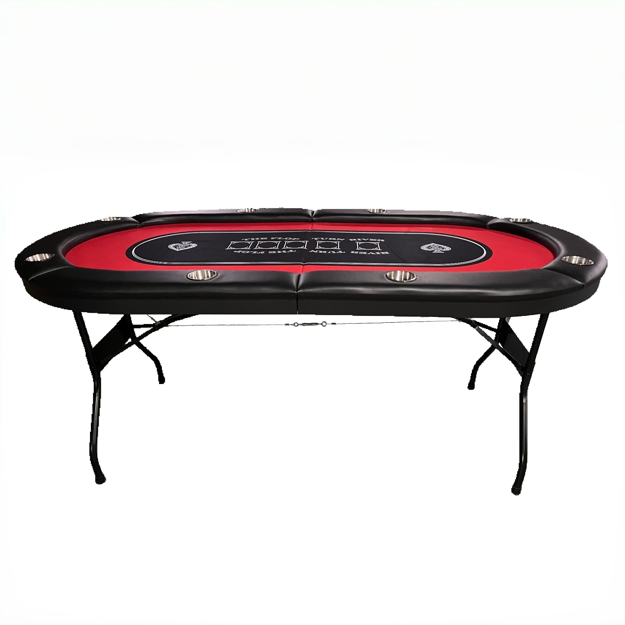 71-Inch Foldable Portable Red Felt Poker Table, Seats 7 Players | Bear Dice