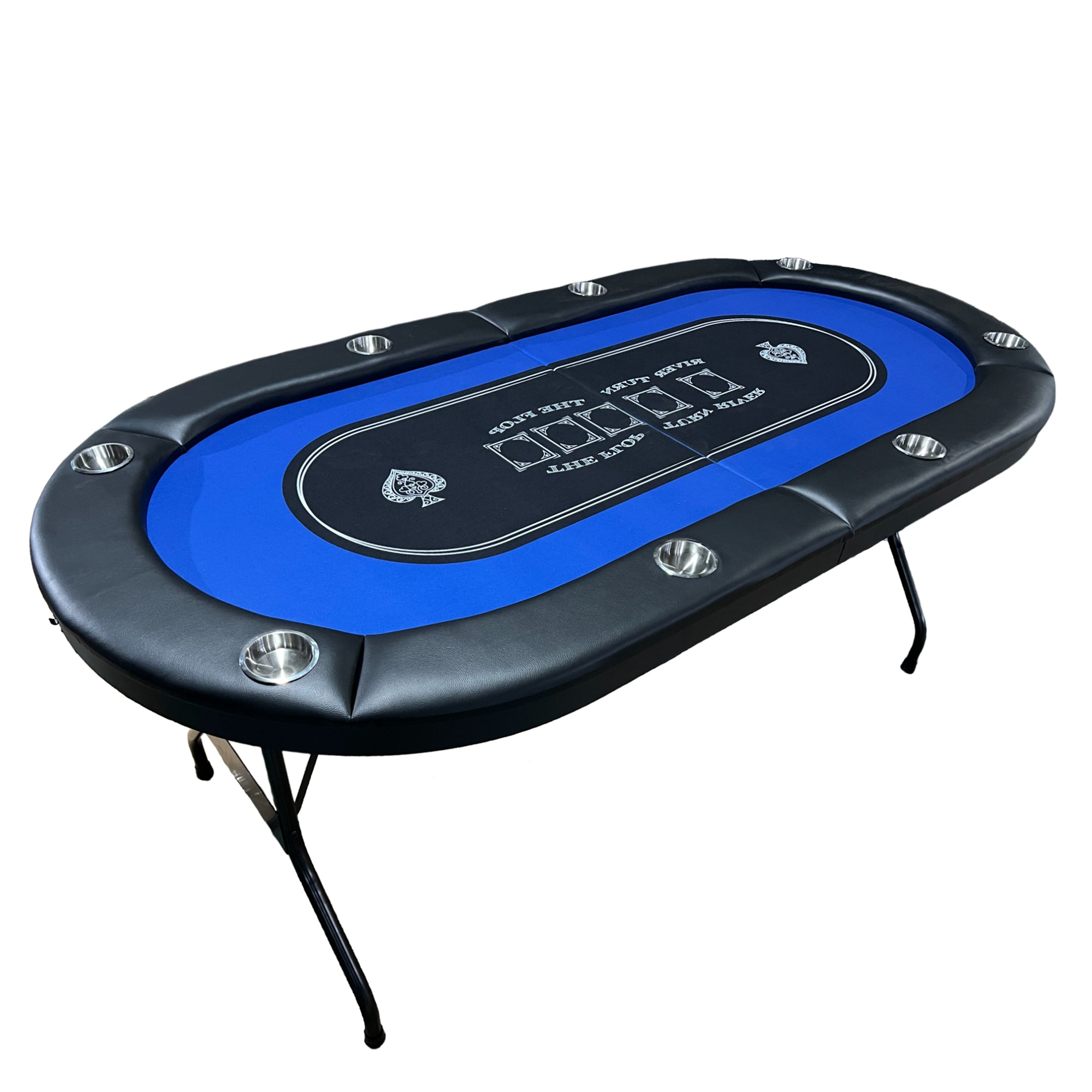 71-Inch Foldable Portable blue Felt Poker Table – Suitable for Casino-Grade Texas Hold'em | Bear Dice