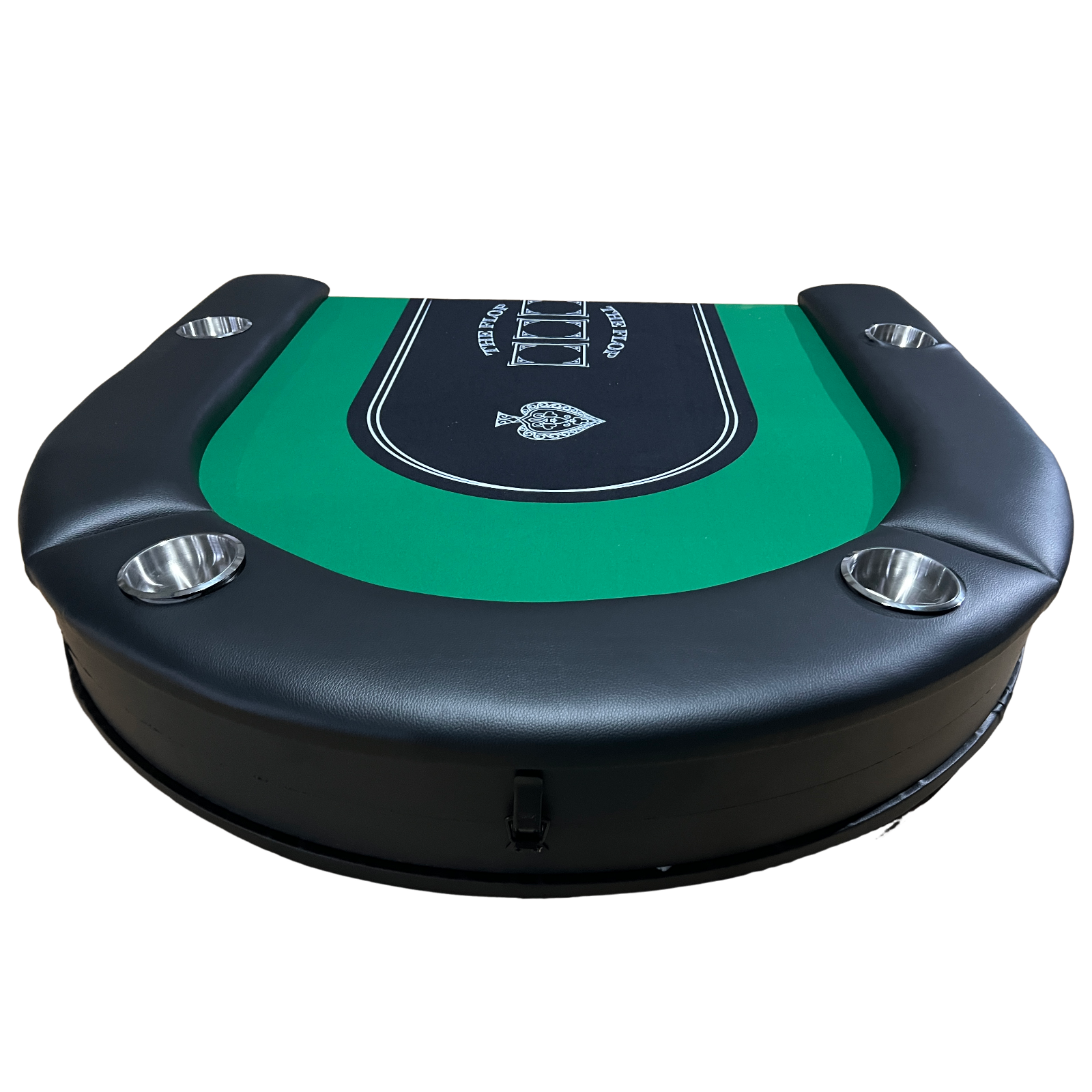 71-Inch Green Felt Foldable Portable Poker Table – Padded Armrest Rail Edge Close-up | Bear Dice