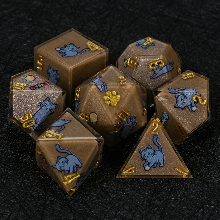 Kickstarter Dice — Russian Blue Cat Polyhedral DND Resin Dice Set
