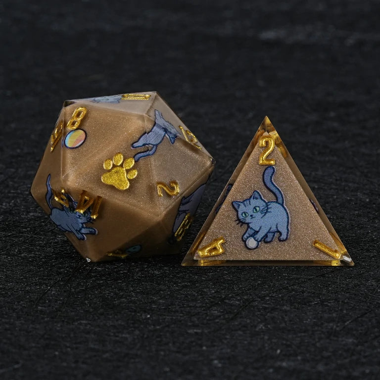 Kickstarter Dice — Russian Blue Cat Polyhedral DND Resin Dice Set