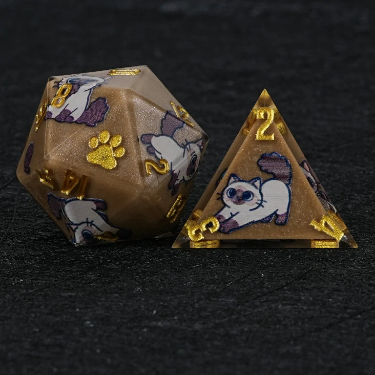 Kickstarter Dice — Ragdoll Cat Polyhedral DND Resin Dice Set