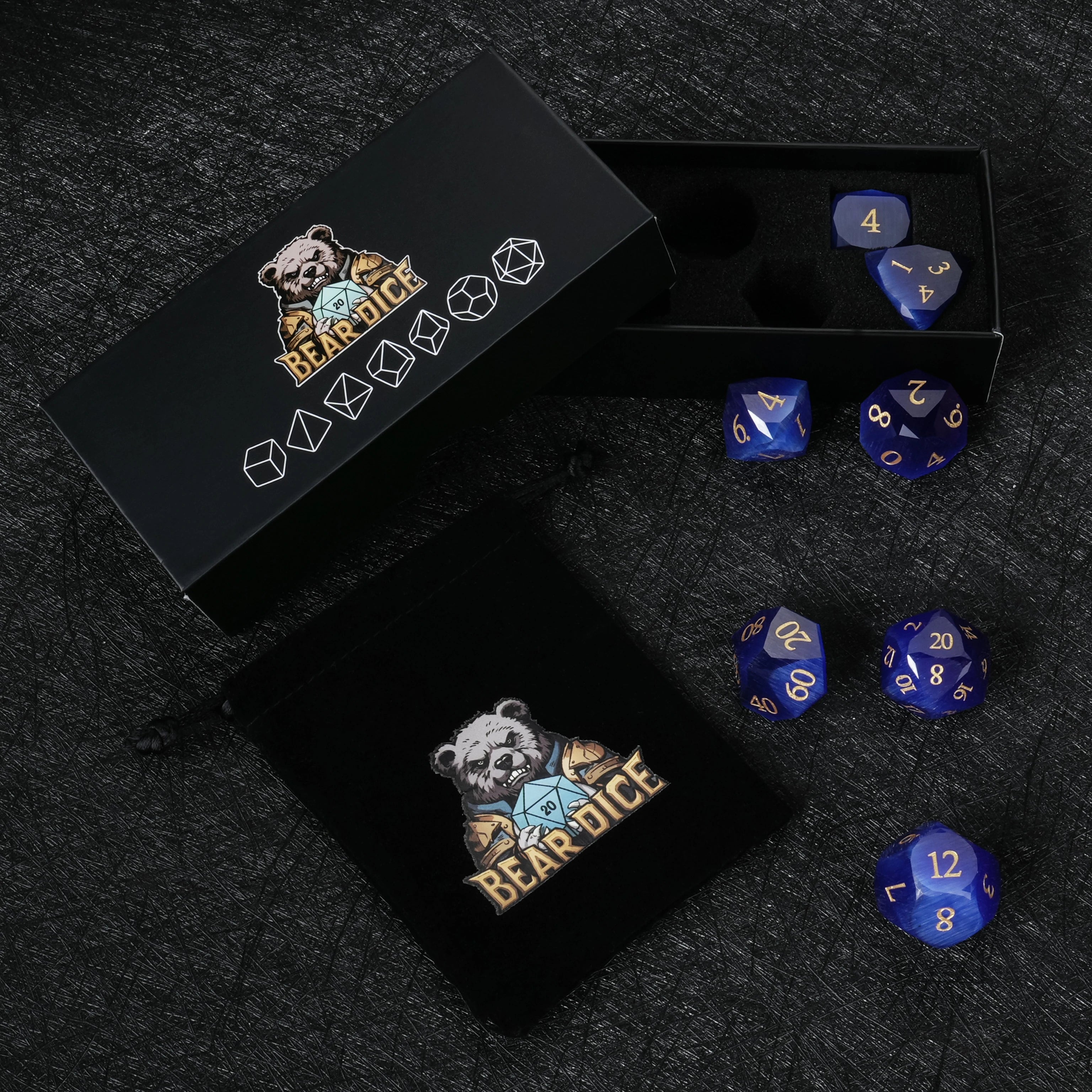 Custom Dice - Personalized DND Natural Gemstone Dice, Customizable Engraving of Fonts, Symbols, Logos