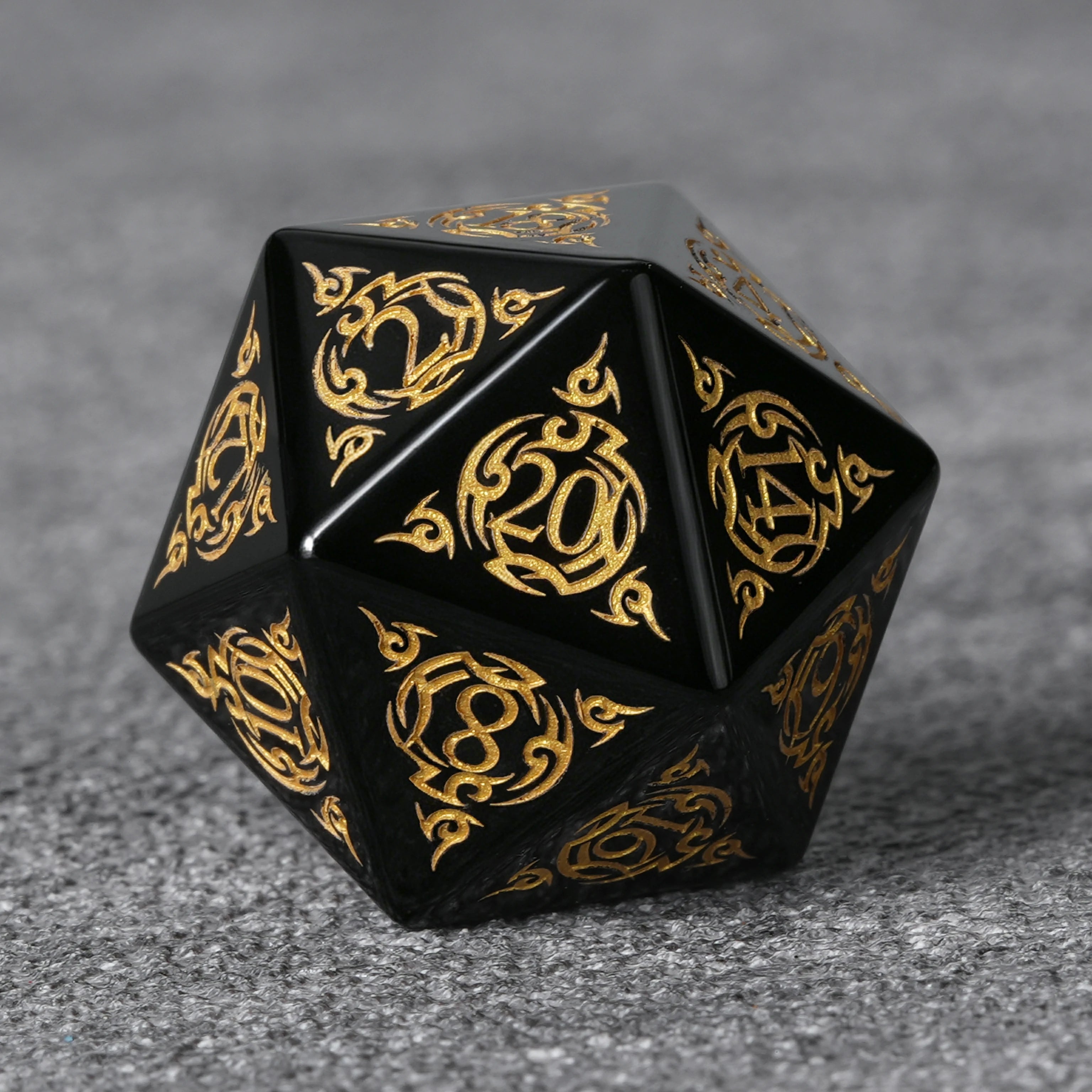 Flame Rune Obsidian Dice Set