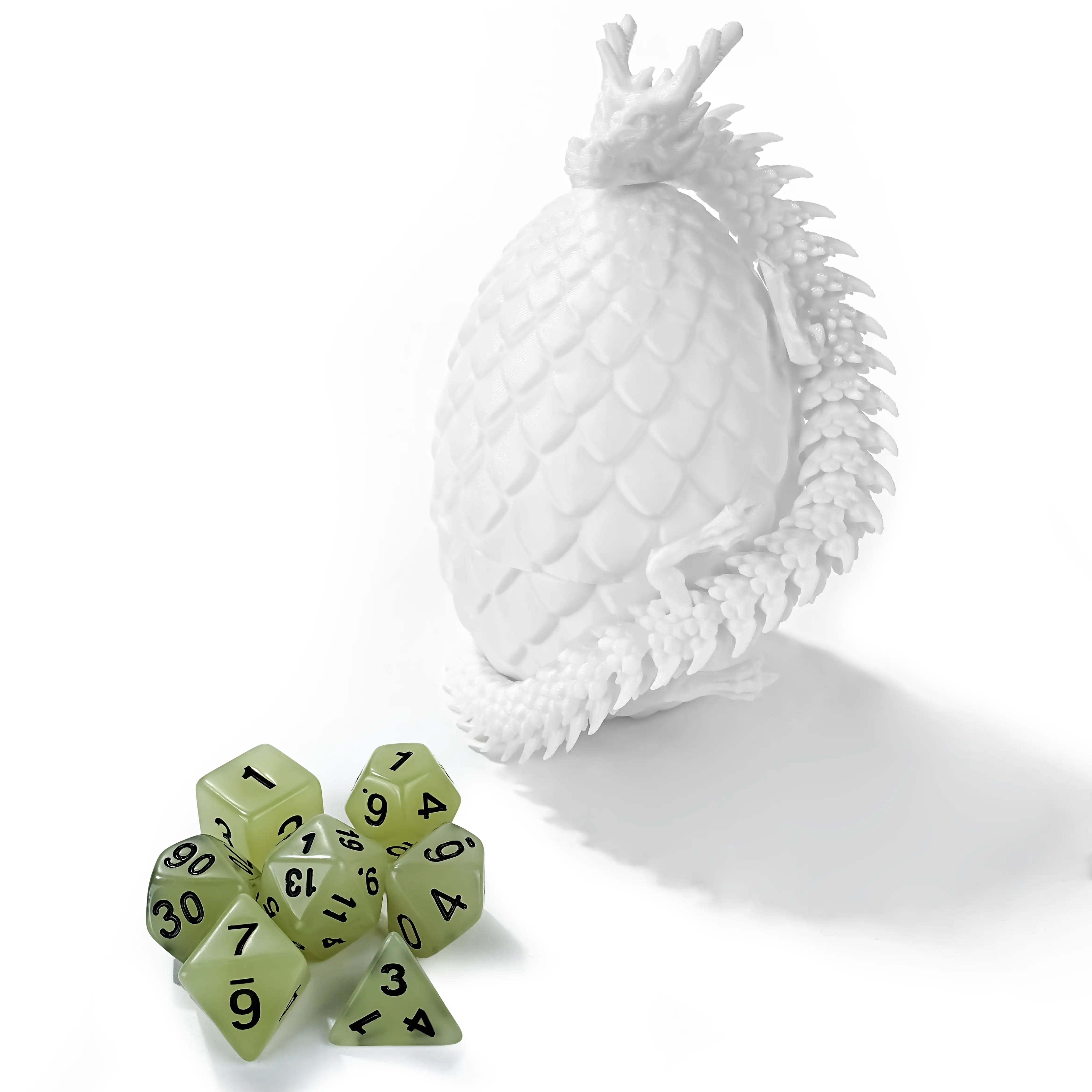Unique 3D Printed Dragon Egg Acrylic Dice Set - DND Desktop Essentials