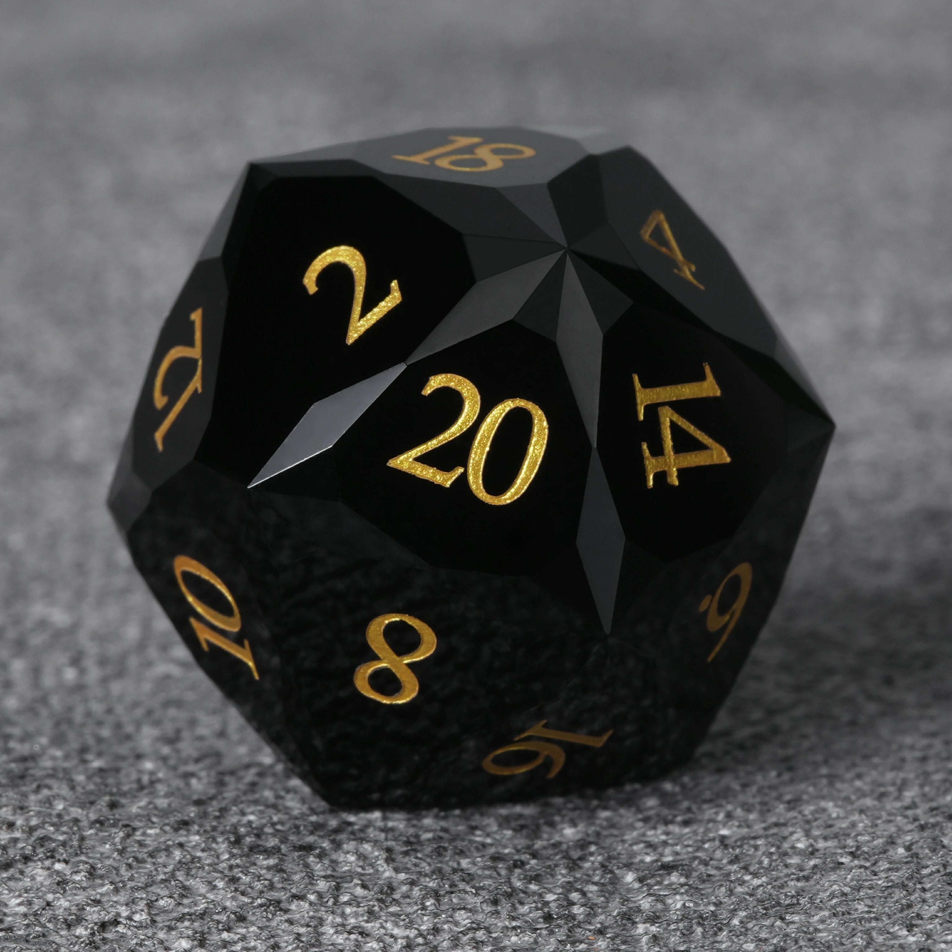 Multi-Faceted Obsidian Gemstone Dice