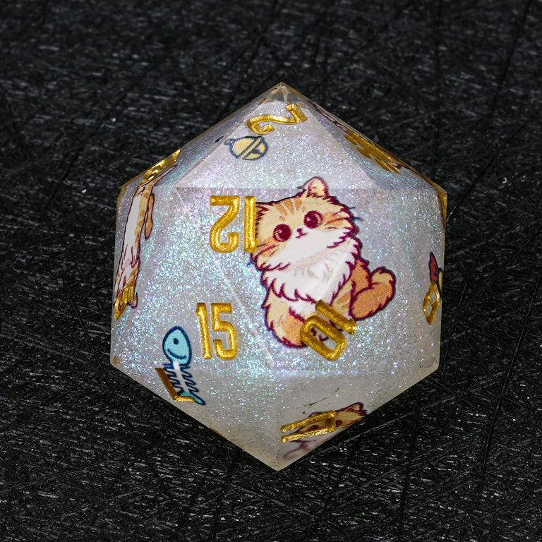 Kickstarter Dice — Cute Cat DND Resin Polyhedral Dice Set