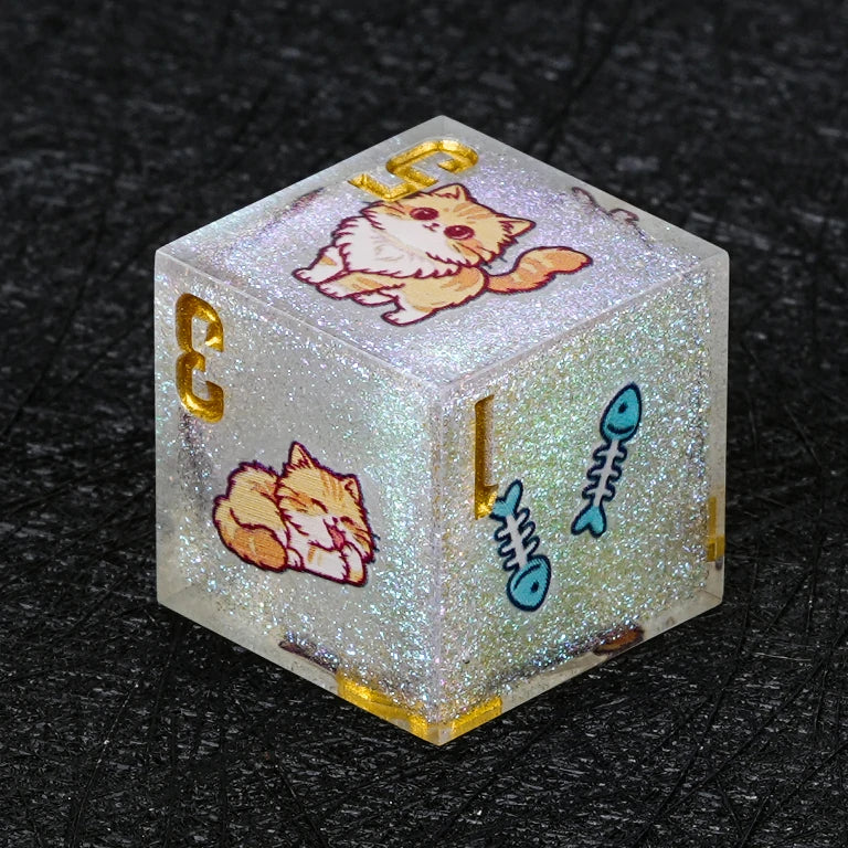 Kickstarter Dice — Cute Cat DND Resin Polyhedral Dice Set