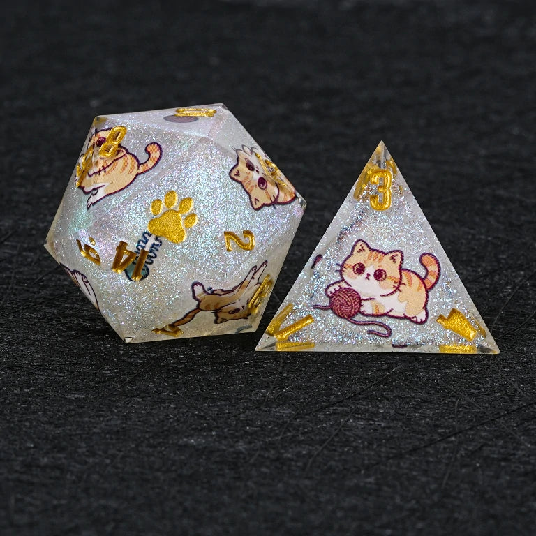 Kickstarter Dice — Exotic Shorthair Polyhedral DND Resin Dice Set