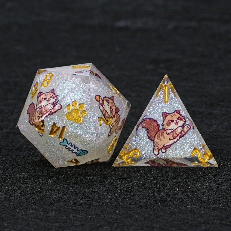 Kickstarter Dice — Siberian Cat Polyhedral DND Resin Dice Set