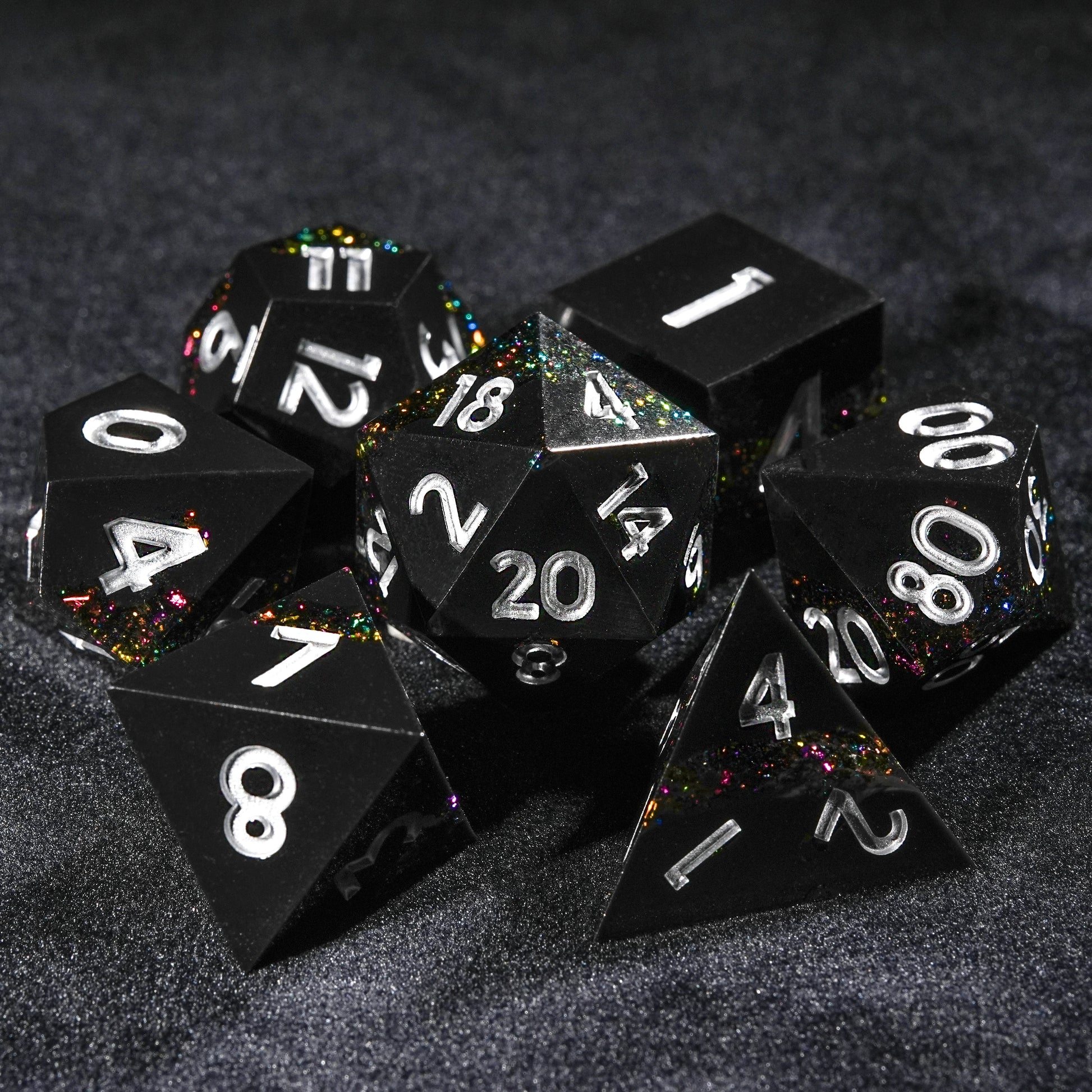 Dark Glamour: Galactic Phantom Light Resin DND Dice Set | Bear Dice