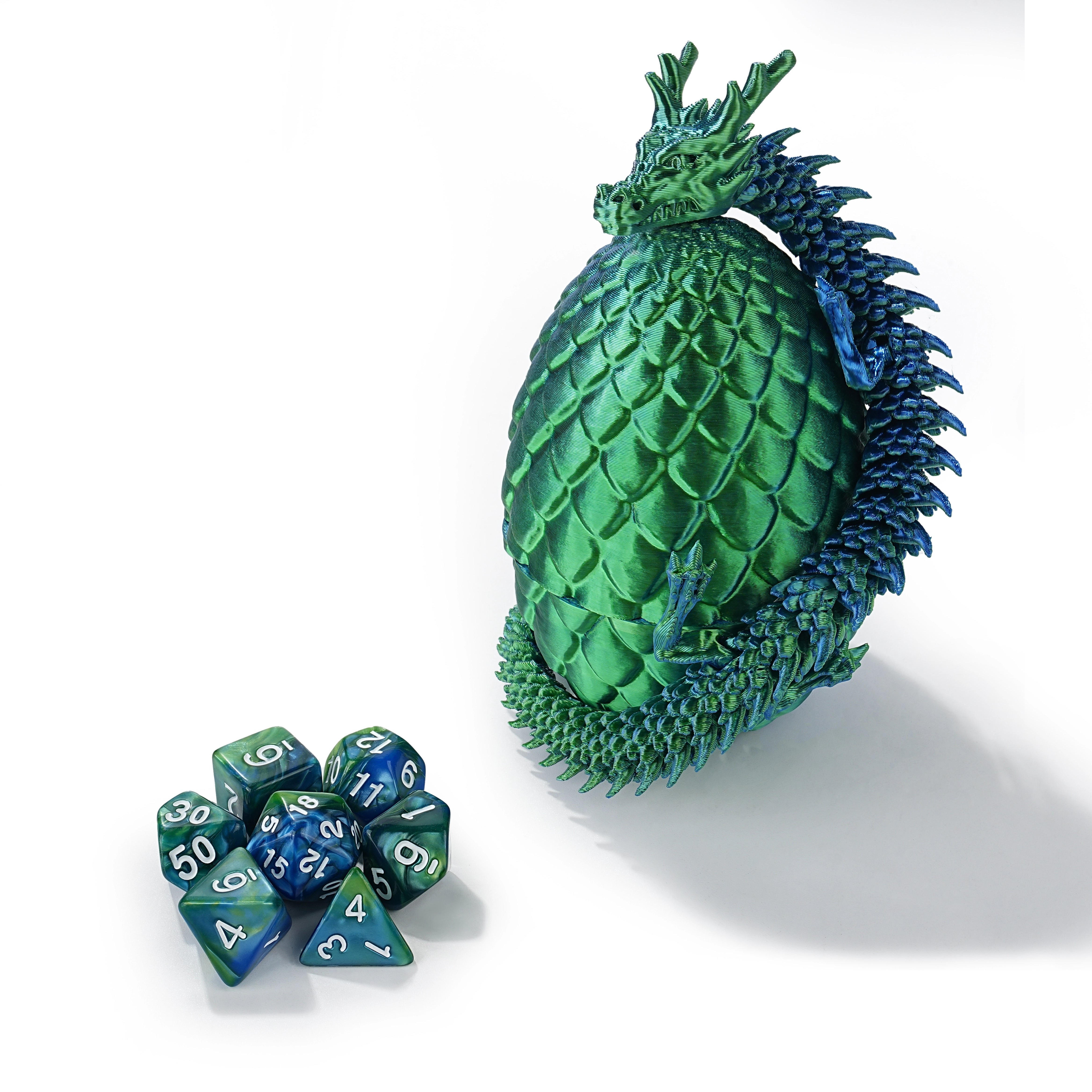 Unique 3D Printed Dragon Egg Acrylic Dice Set - DND Desktop Essentials