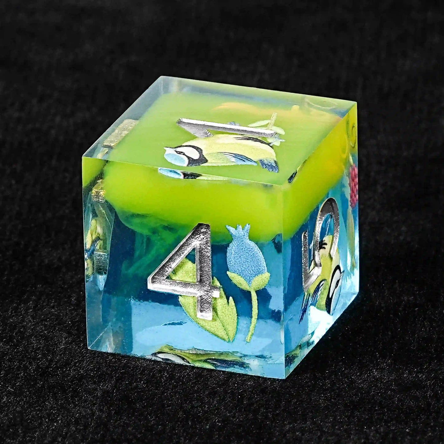 Green Bird Element Clear Resin DND 6 Sided Dice| Bear Dice