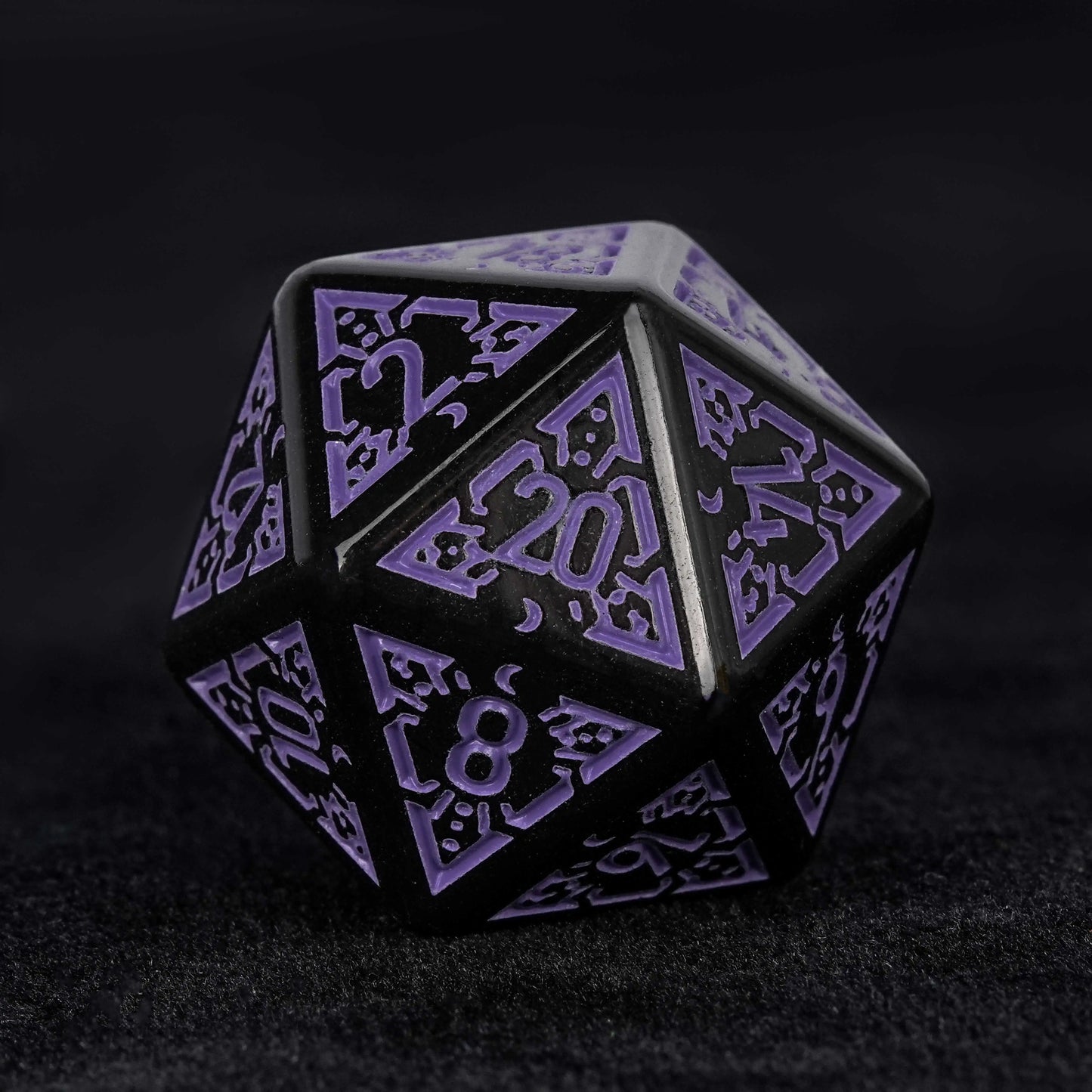 Black and purple rune acrylic DND D20 dice | Bear Dice