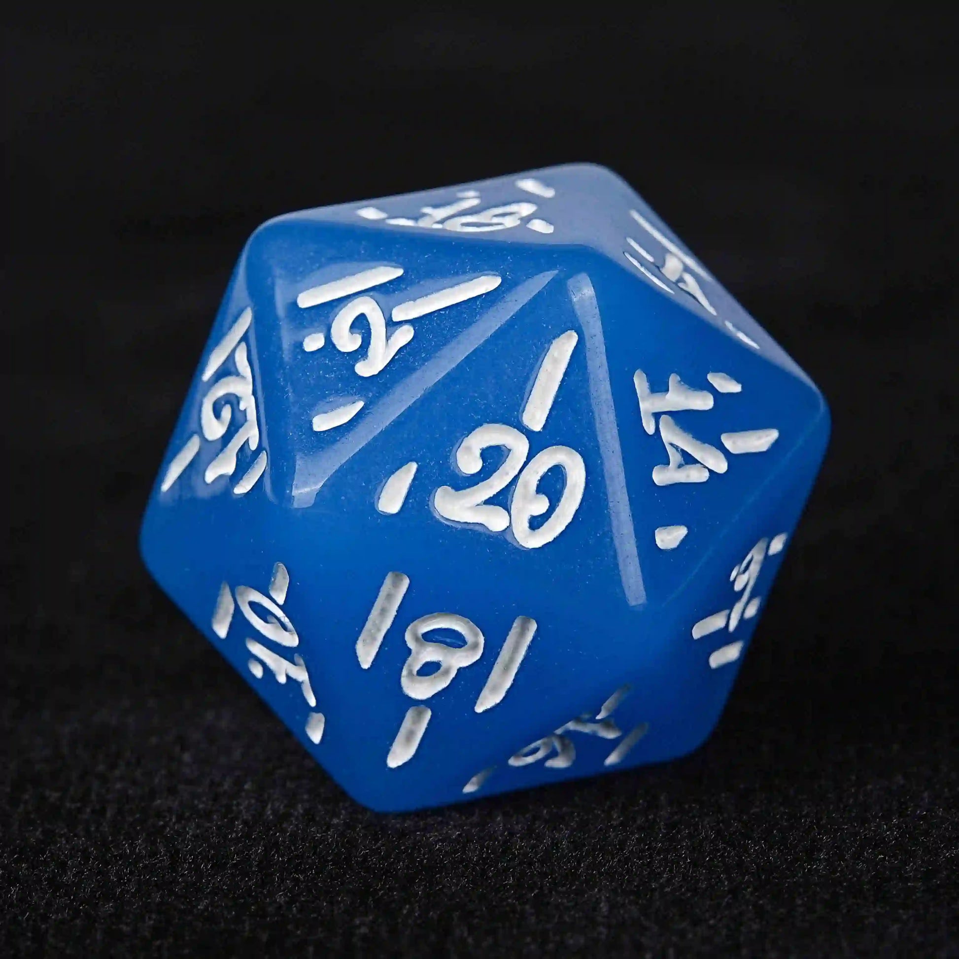 Blue Christmas Theme Acrylic DND D20 Dice + White Runes | Bear Dice