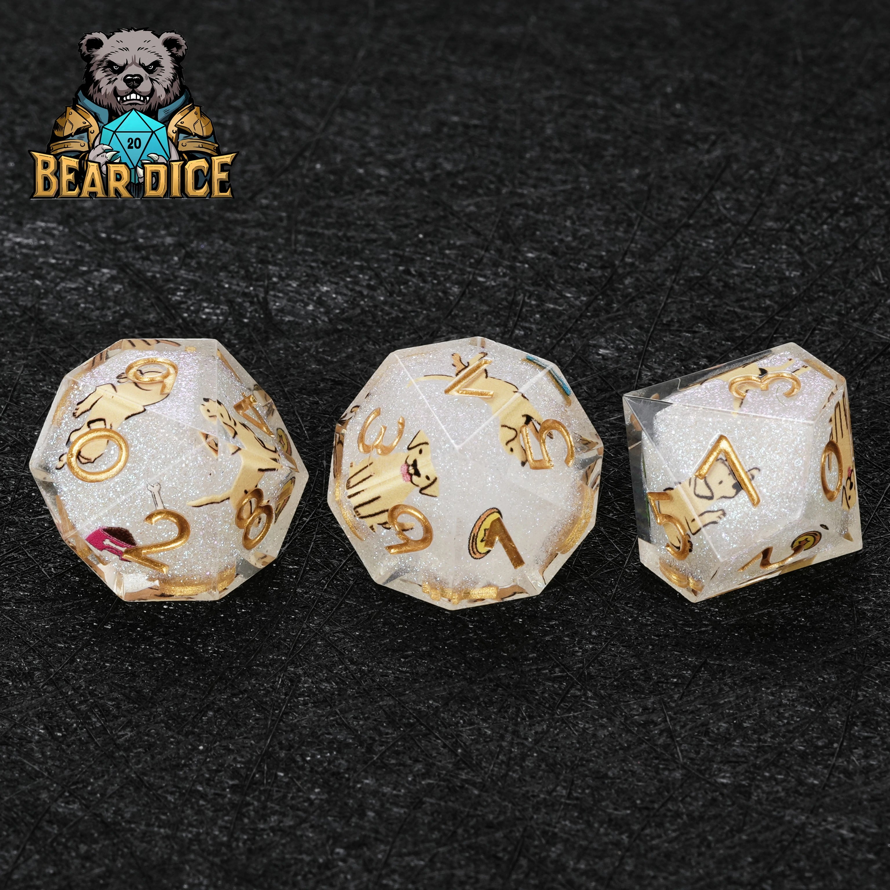 Labrador White Glitter Resin DND D10 Dice | Dog Lover RPG Gift