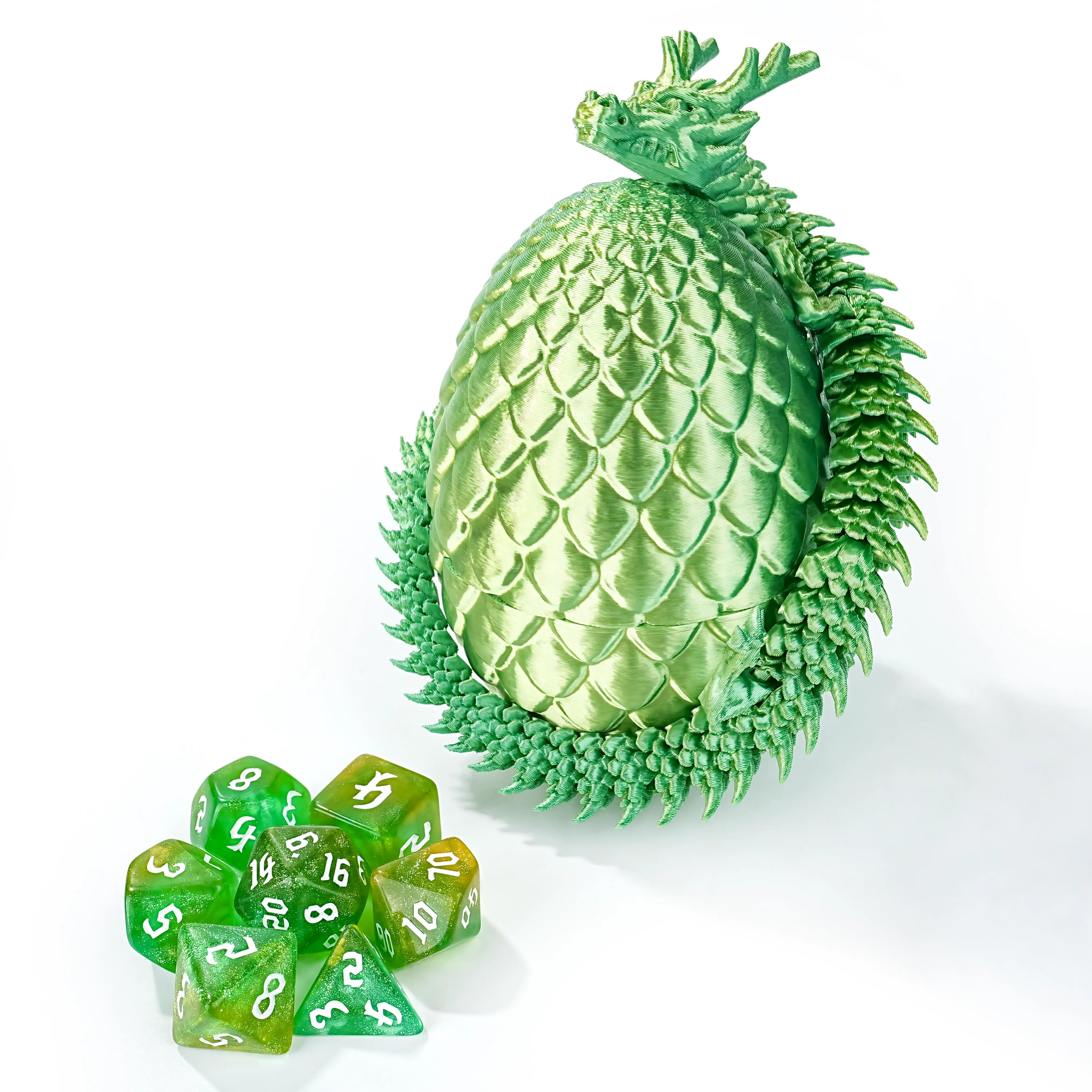 Unique 3D Printed Dragon Egg Acrylic Dice Set - DND Desktop Essentials