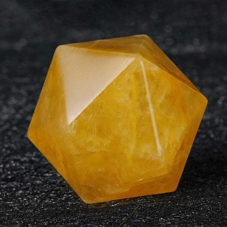 Custom Yellow Calcite Dice Set | Engraved Text, Logo & Numbers