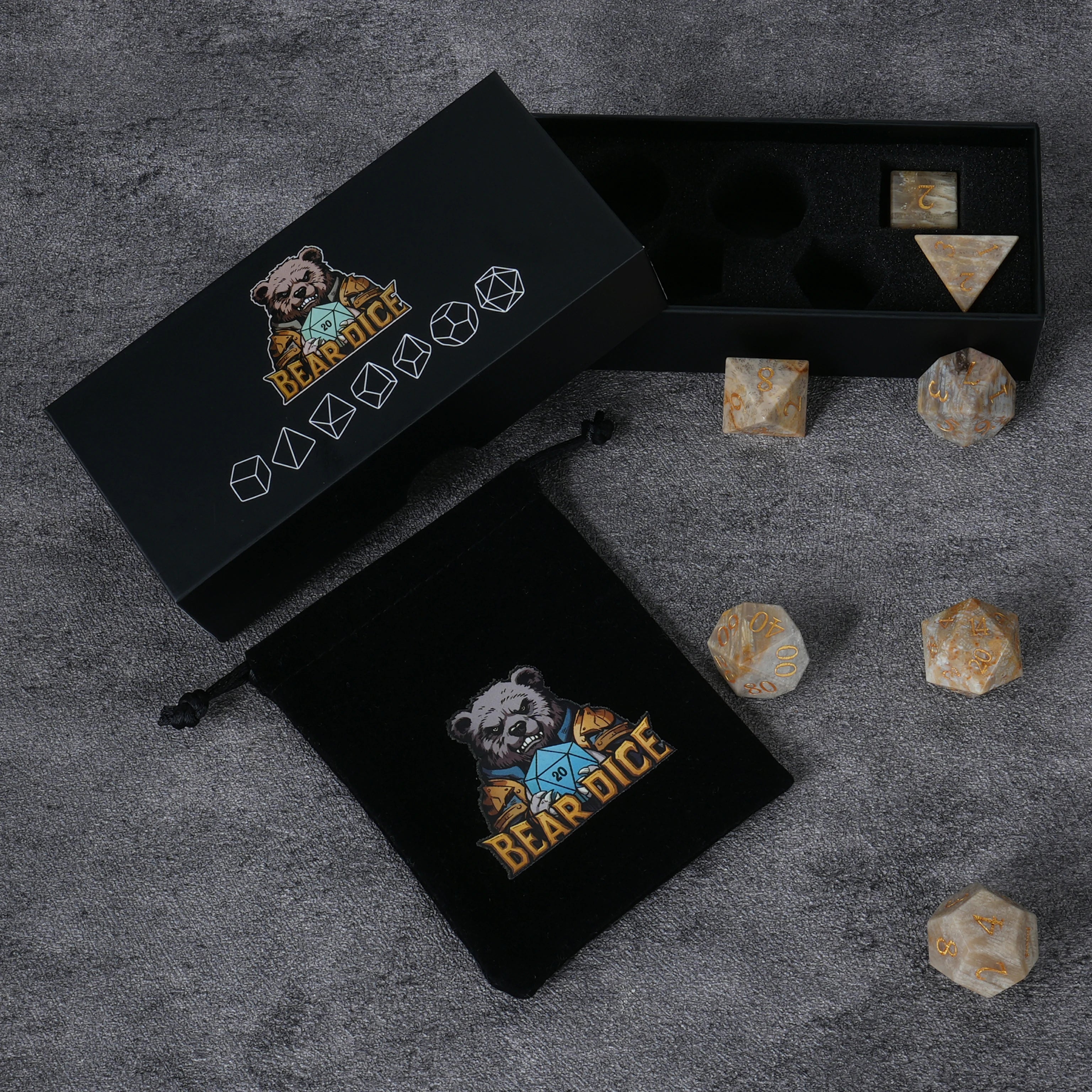 Chrysanthemum Stone DND Gemstone Dice Set