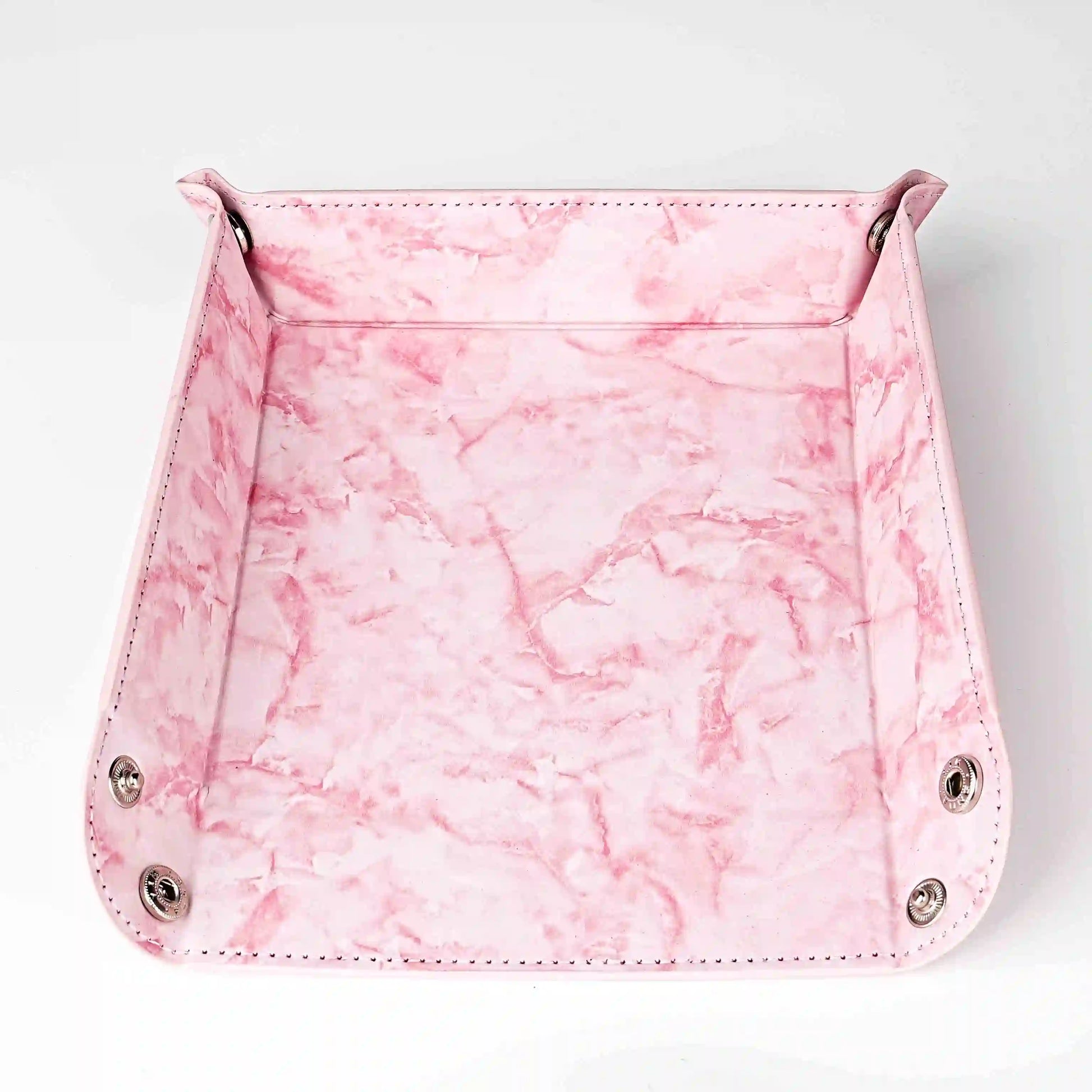 Cherry Pink Stonegrain Leather Folding Corner Dice Case | Bear Dice