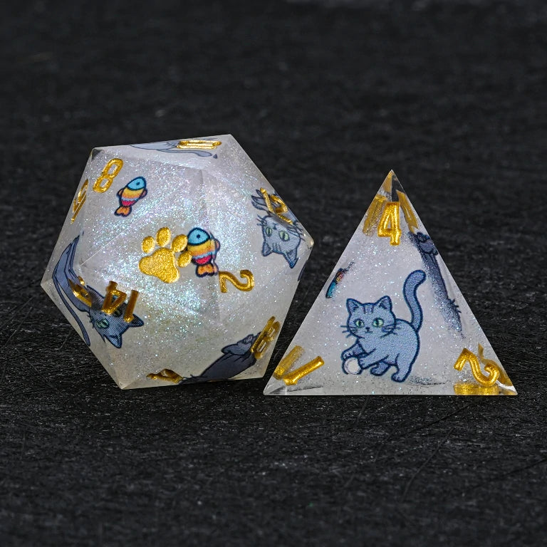 Kickstarter Dice — Russian Blue Cat Polyhedral DND Resin Dice Set