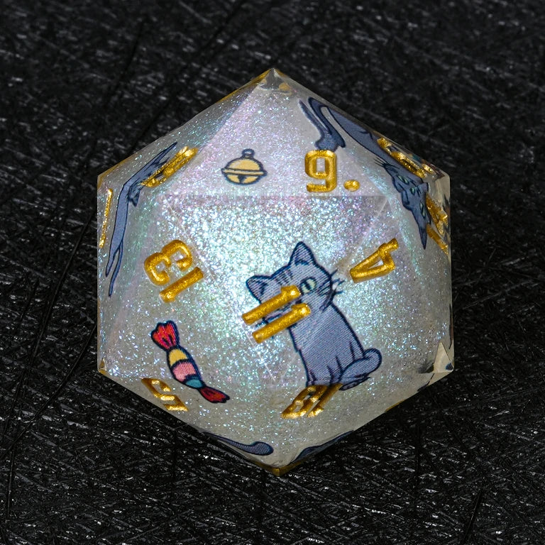 Kickstarter Dice — Russian Blue Cat Polyhedral DND Resin Dice Set