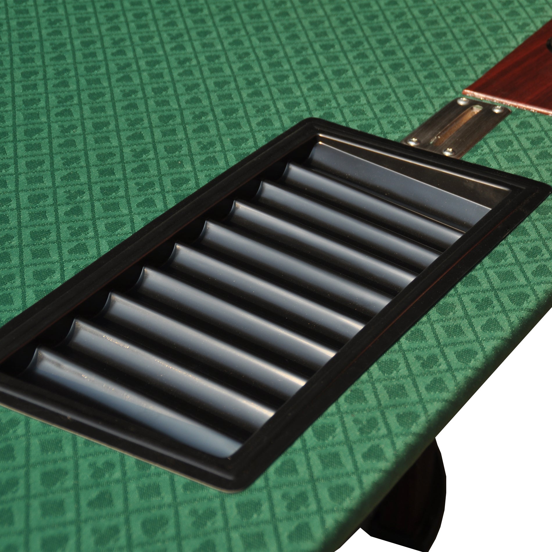 96-Inch Green Oval Wooden Foldable Poker Table with U-Shaped Legs and black Chip Tray | Bear Dice