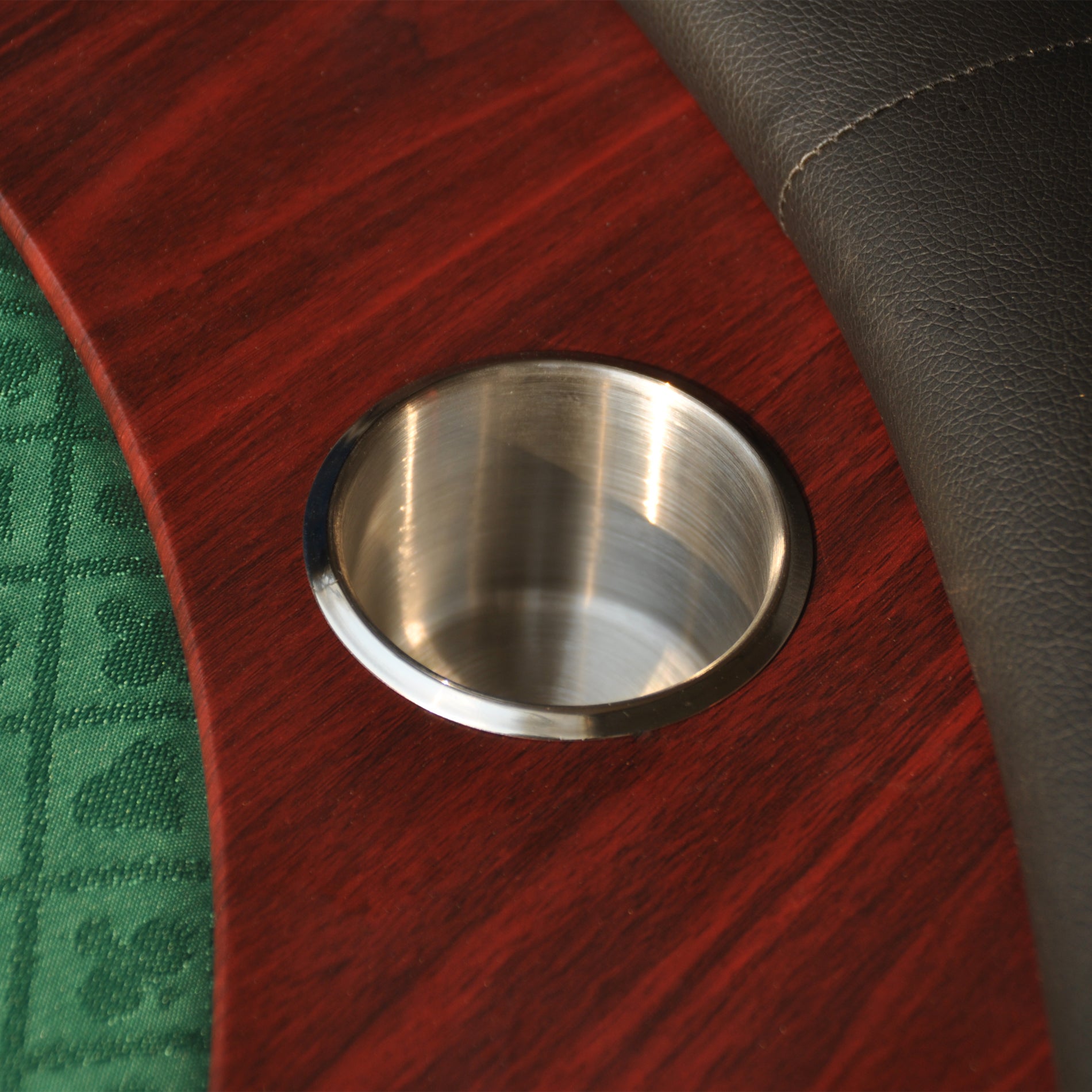 96-Inch Green Oval Wooden Poker Table with U-Shaped Legs and Cup Holders | Bear Dice
