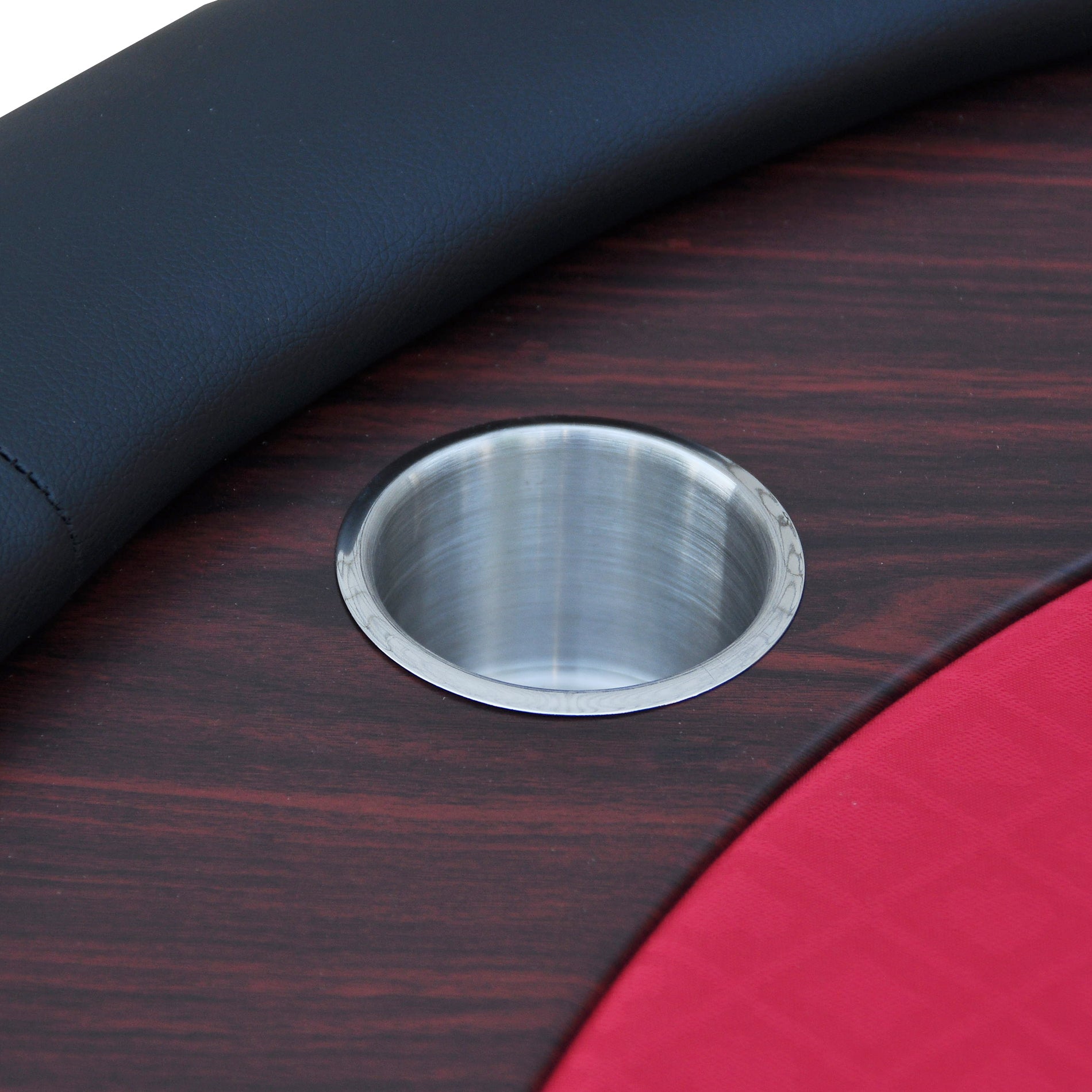 96-Inch Red Oval Wooden Poker Table with U-Shaped Legs and Cup Holders | Bear Dice