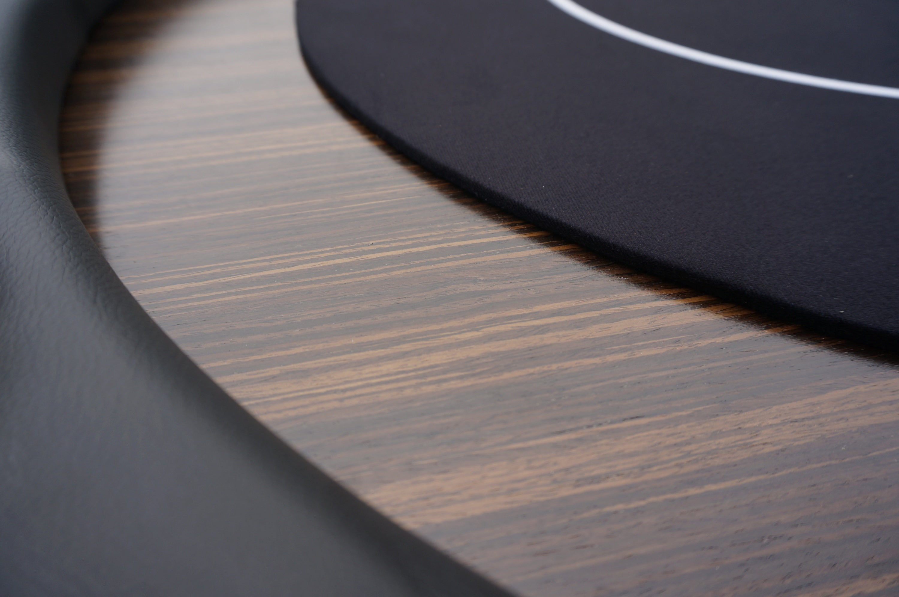 96-inch Black Wooden Texas Hold'em Table – Padded Armrest Rail Close-up | Bear Dice