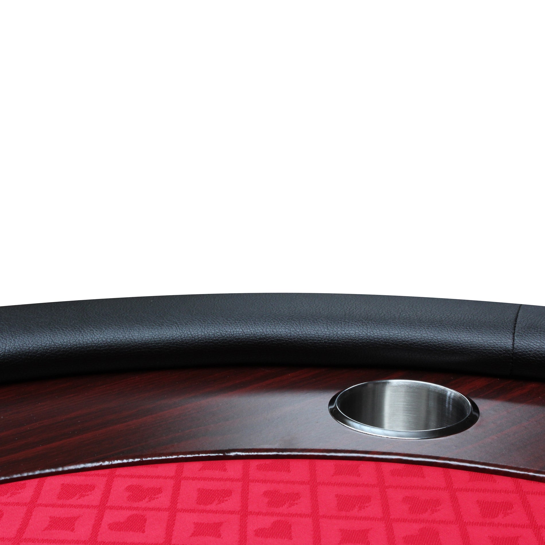 96-Inch Foldable Poker Table – Wood-Grain Racetrack Padded Rail Edge Detail | Bear Dice