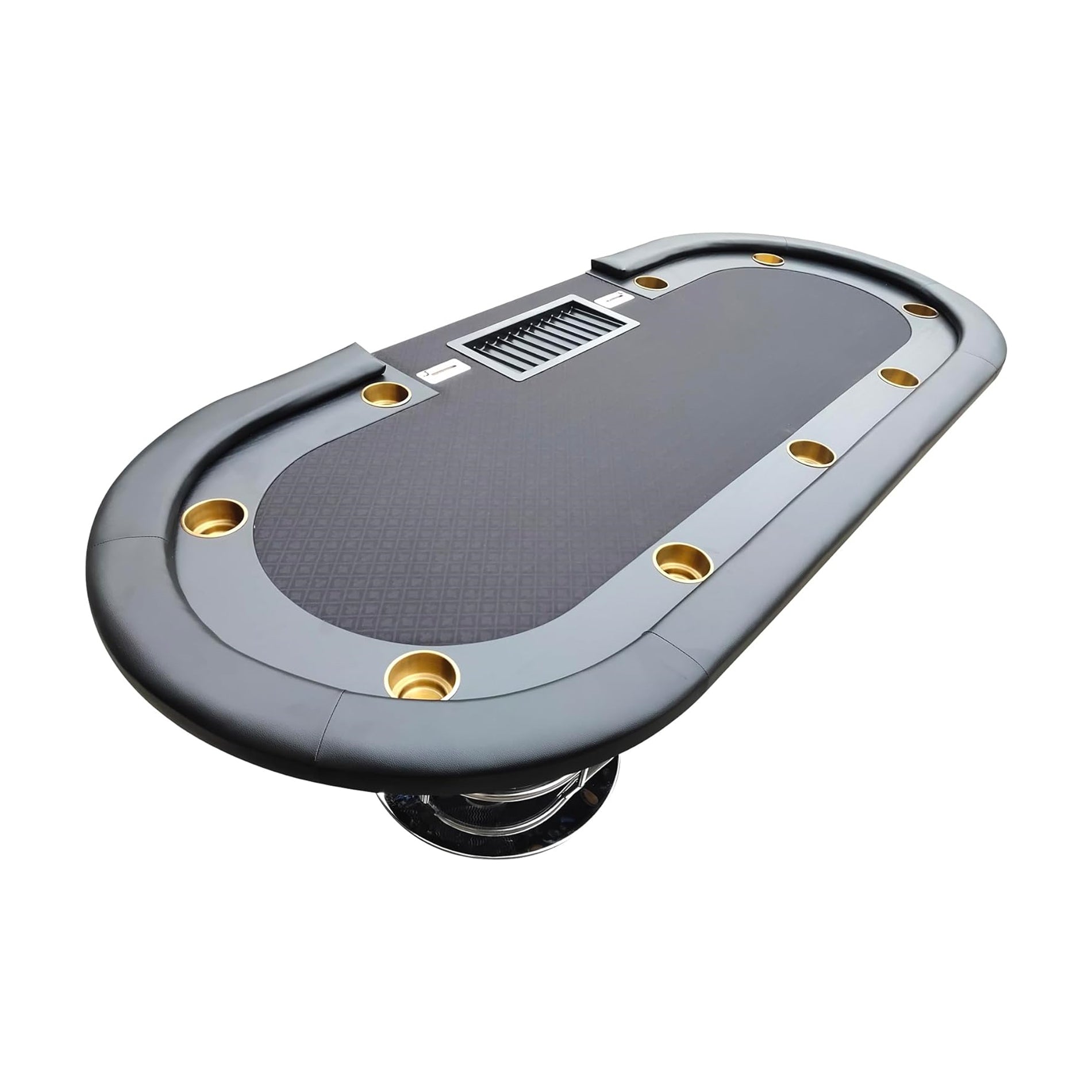 96-Inch Oval Casino-Style Home Poker Table with Waterproof Black
