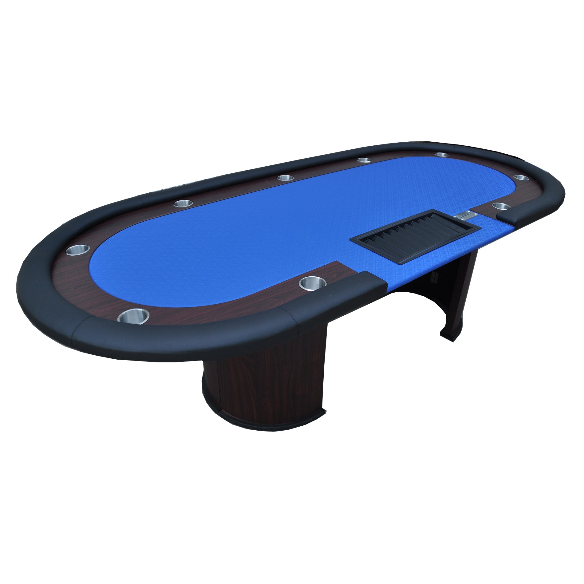 96-inch Blue Felt Casino Poker Table with U-Shaped Legs | Bear Dice