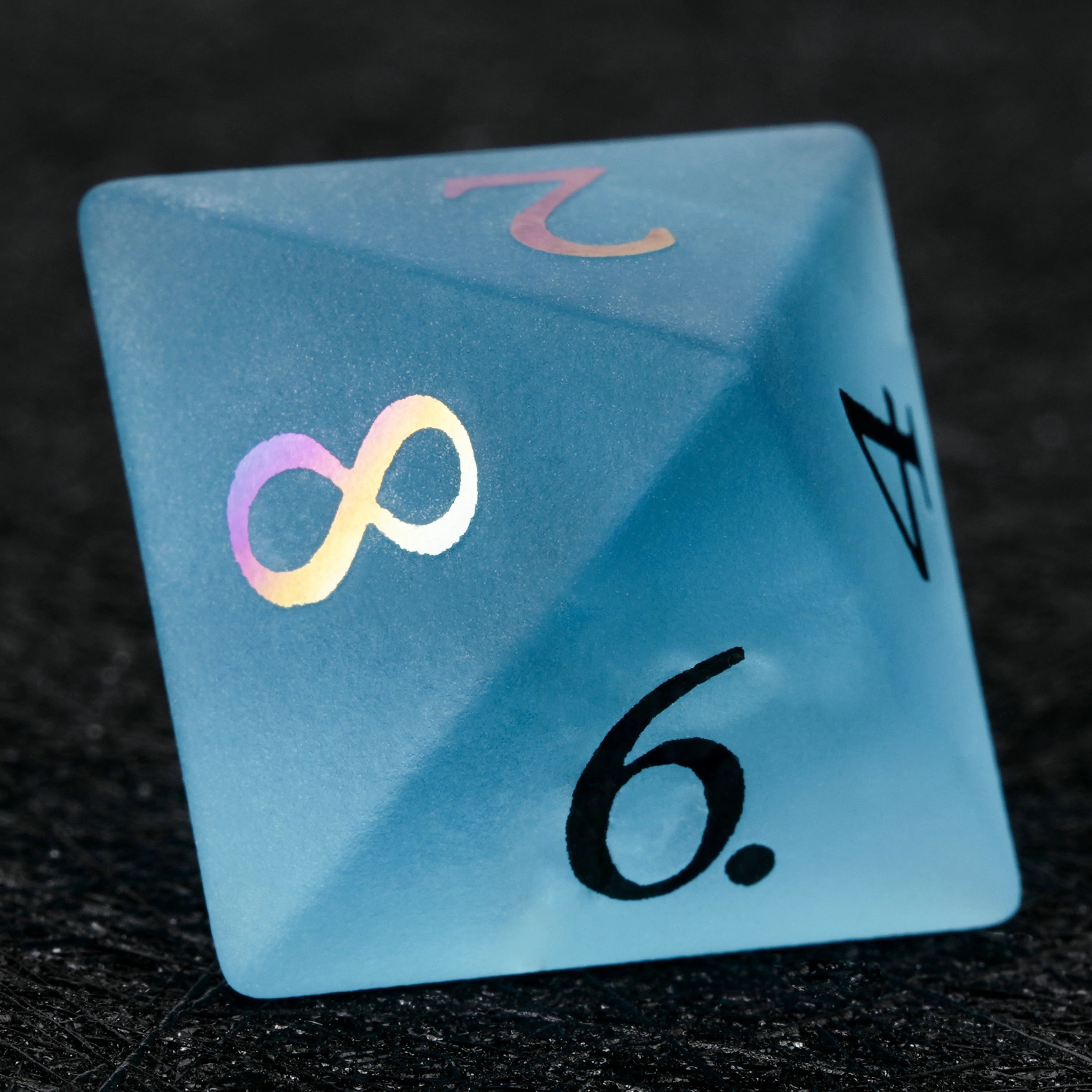 Frosted Aquamarine Crystal Glass Dice with Colored Numbers