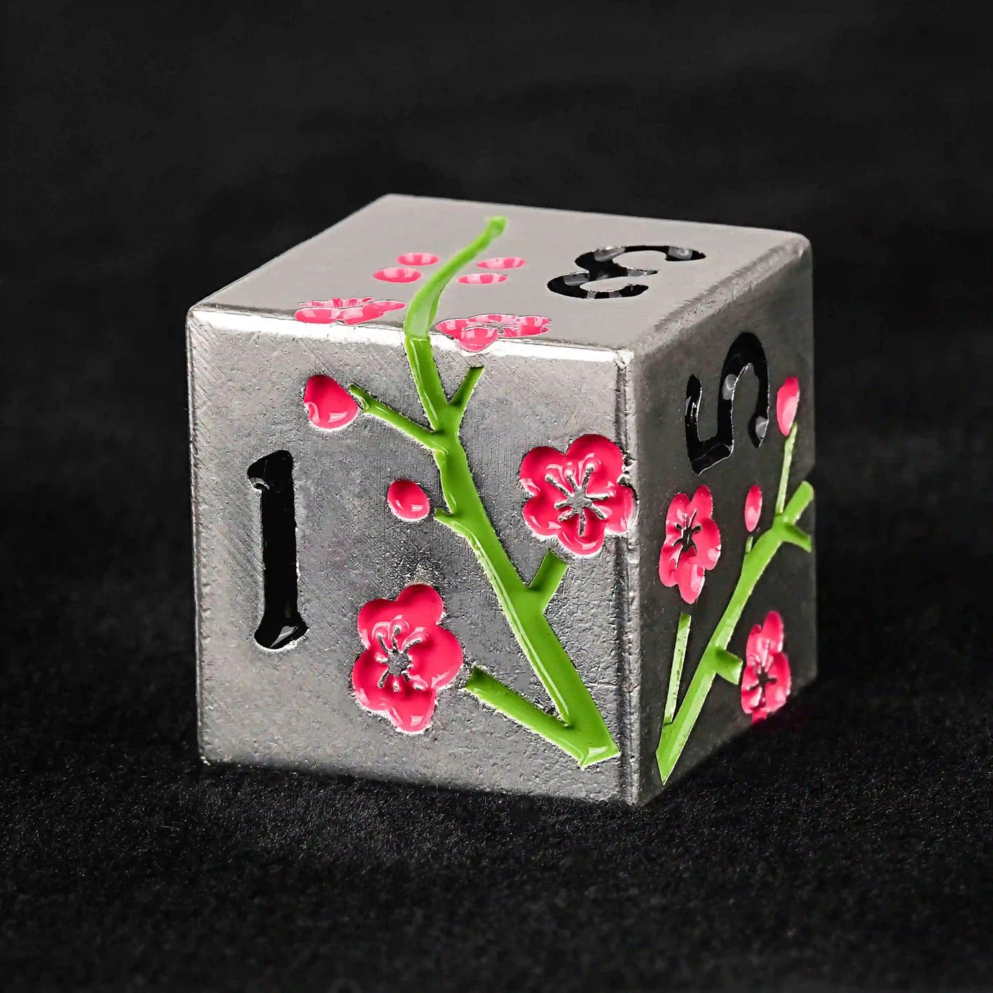 Sakura Metal DND D6 Dice + Black Number | Bear Dice