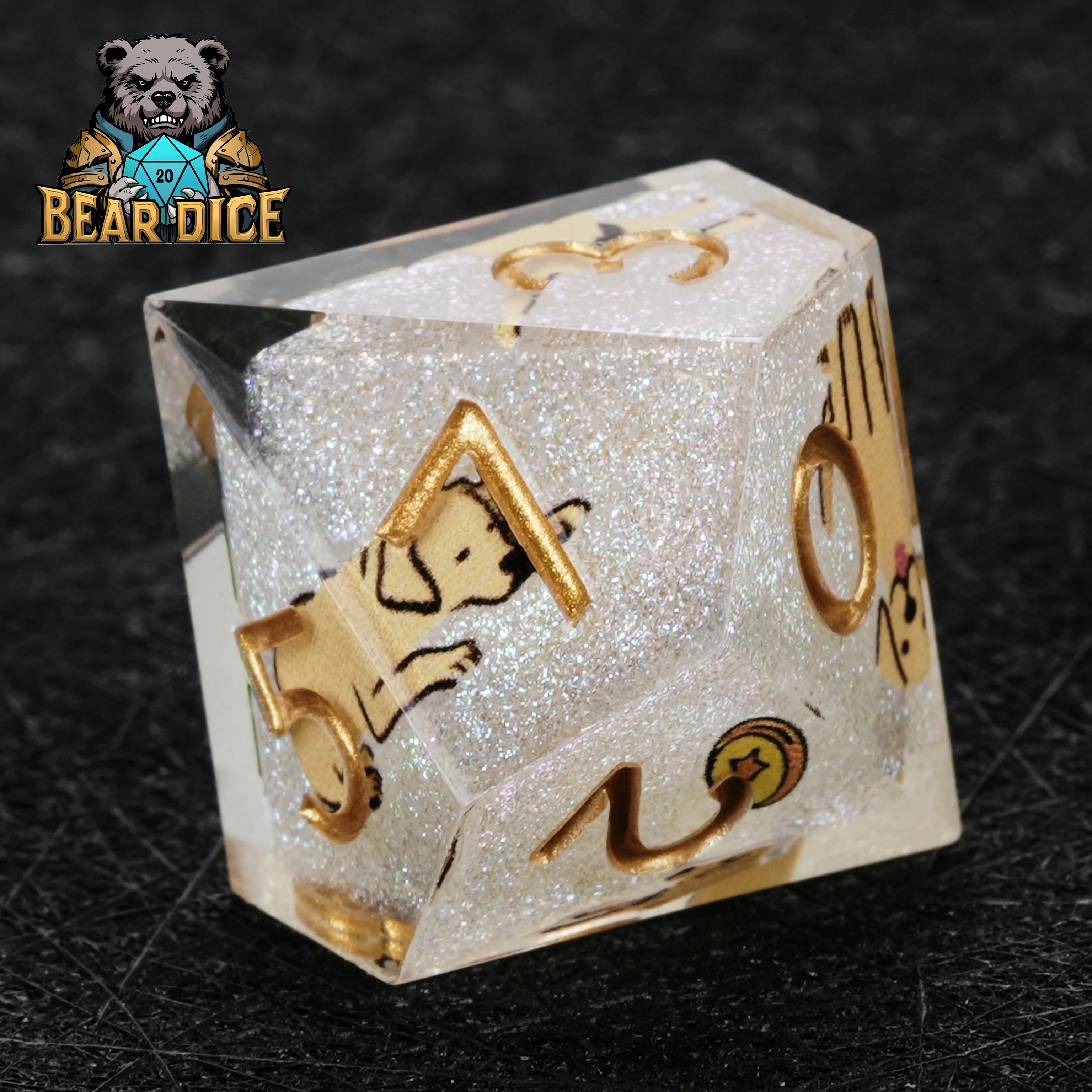 Labrador White Glitter Resin DND D10 Dice | Dog Lover RPG Gift