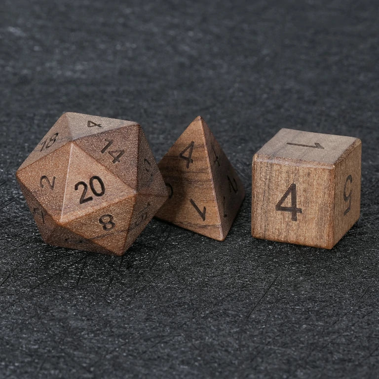 African Acid Wood D&D D20, D4, and D6 Dice | Bear Dice