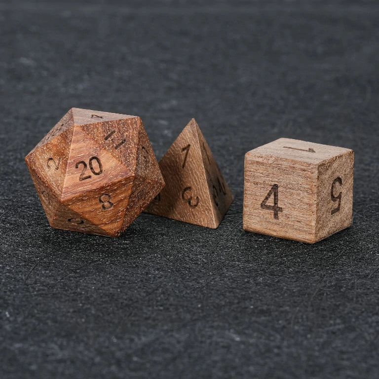 African Teak D&D D20, D4, and D6 Dice | Bear Dice